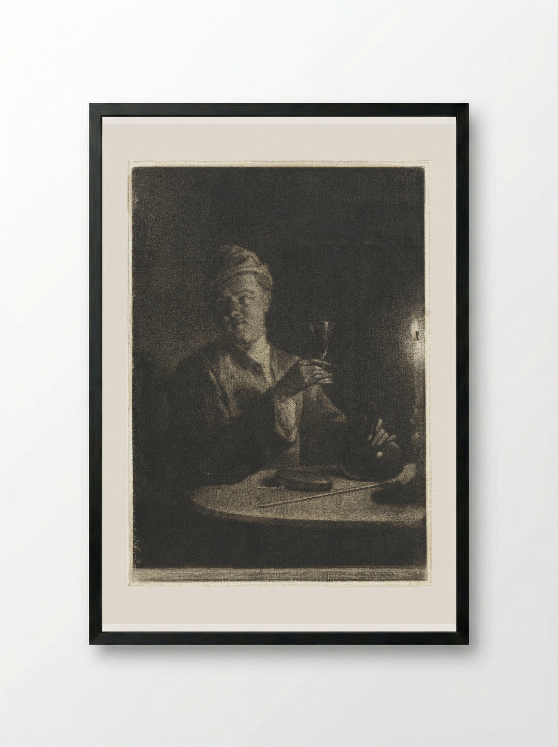 Man met opgeheven glas - Aert Schouman - Framed Print Black