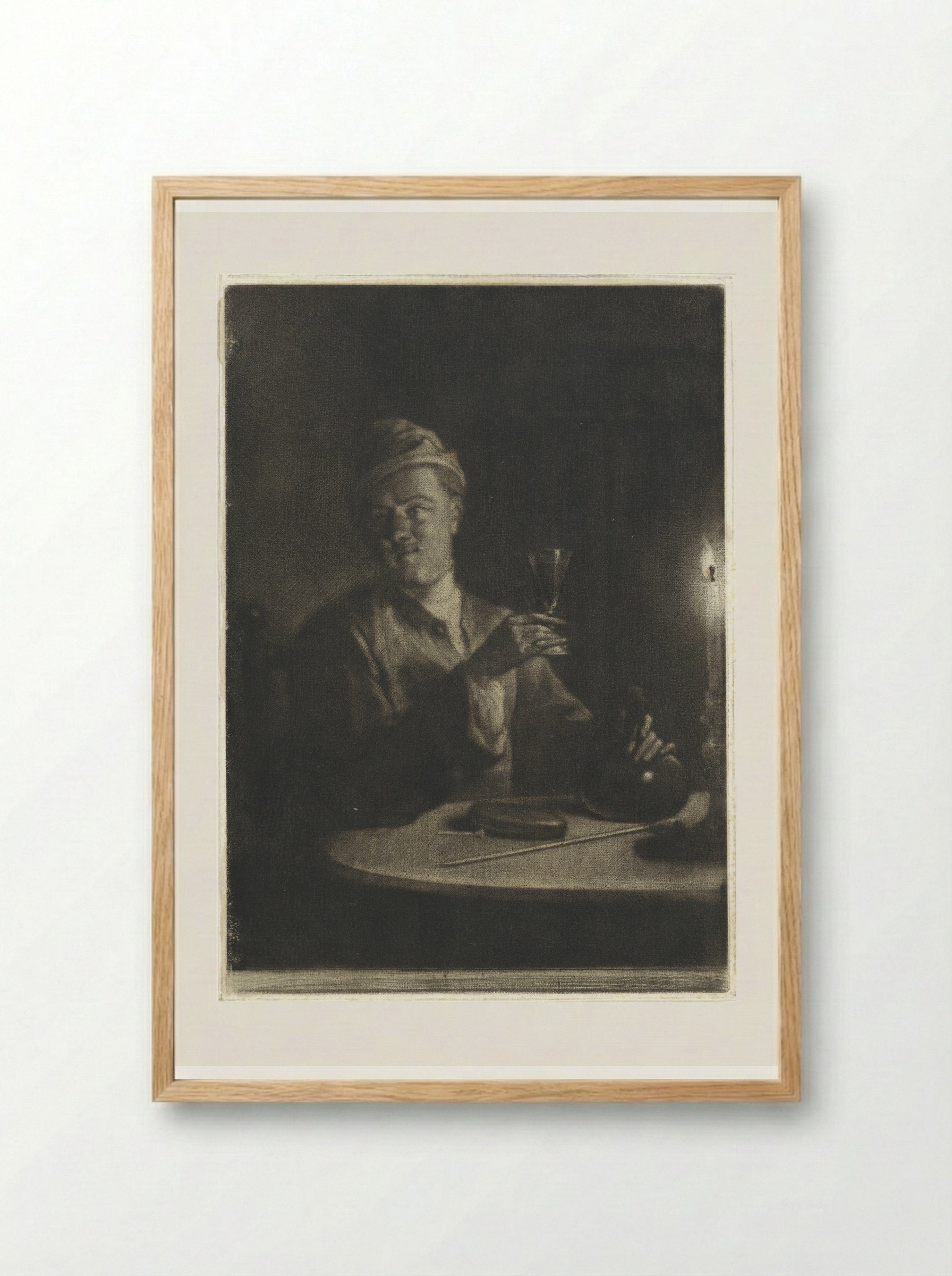 Man met opgeheven glas - Aert Schouman - Framed Print Wood