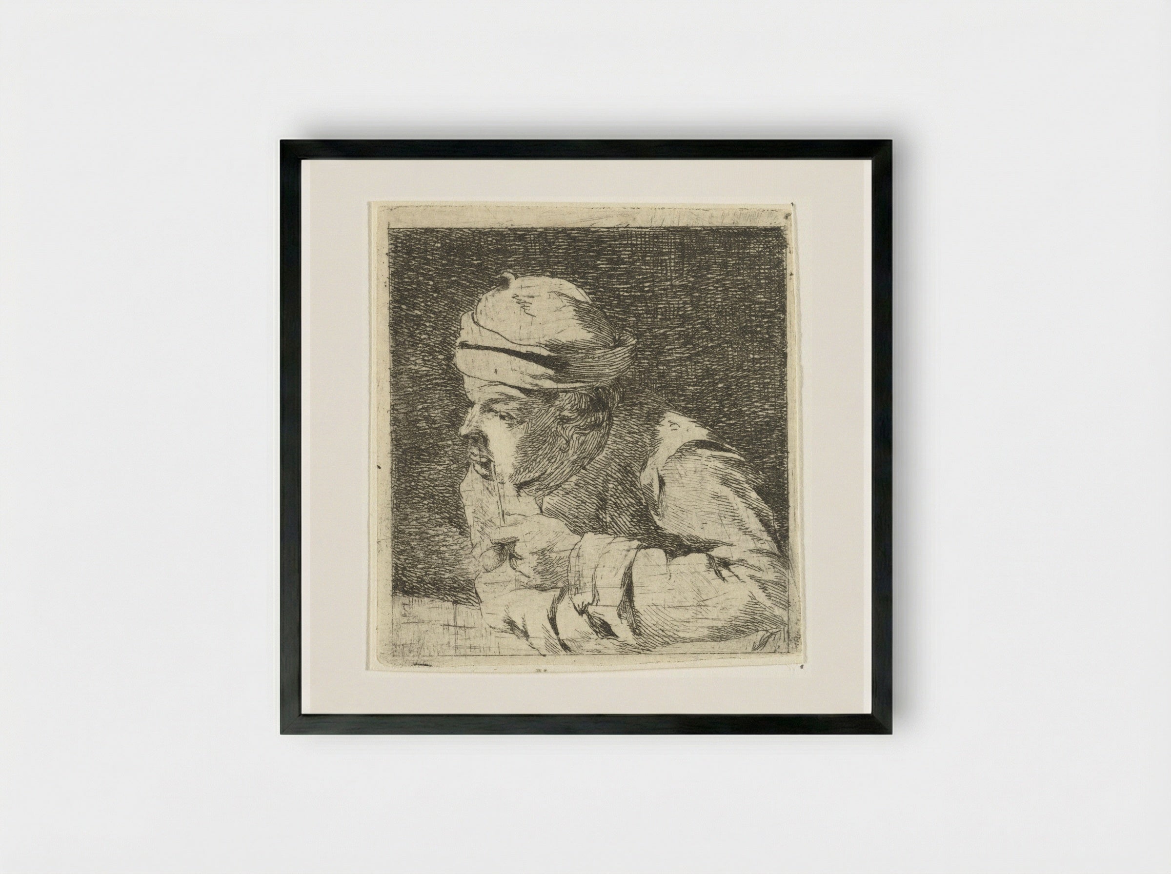 Man met pijp - Hermanus van Brussel - Framed Print Black