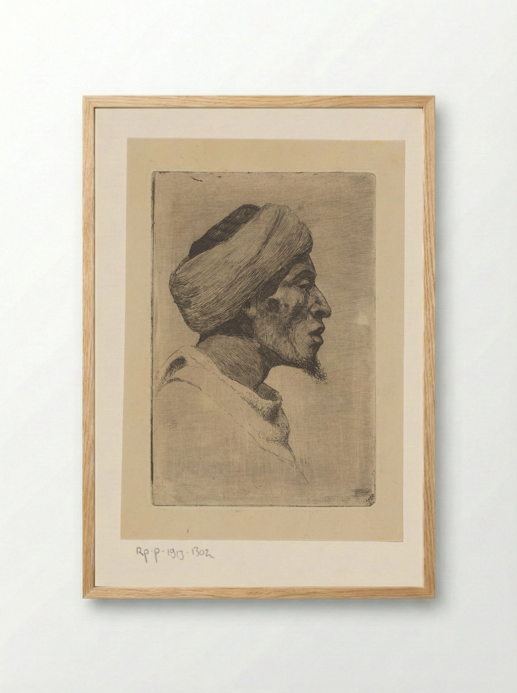Man met tulband en baard - Philip Zilcken - Framed Print Wood