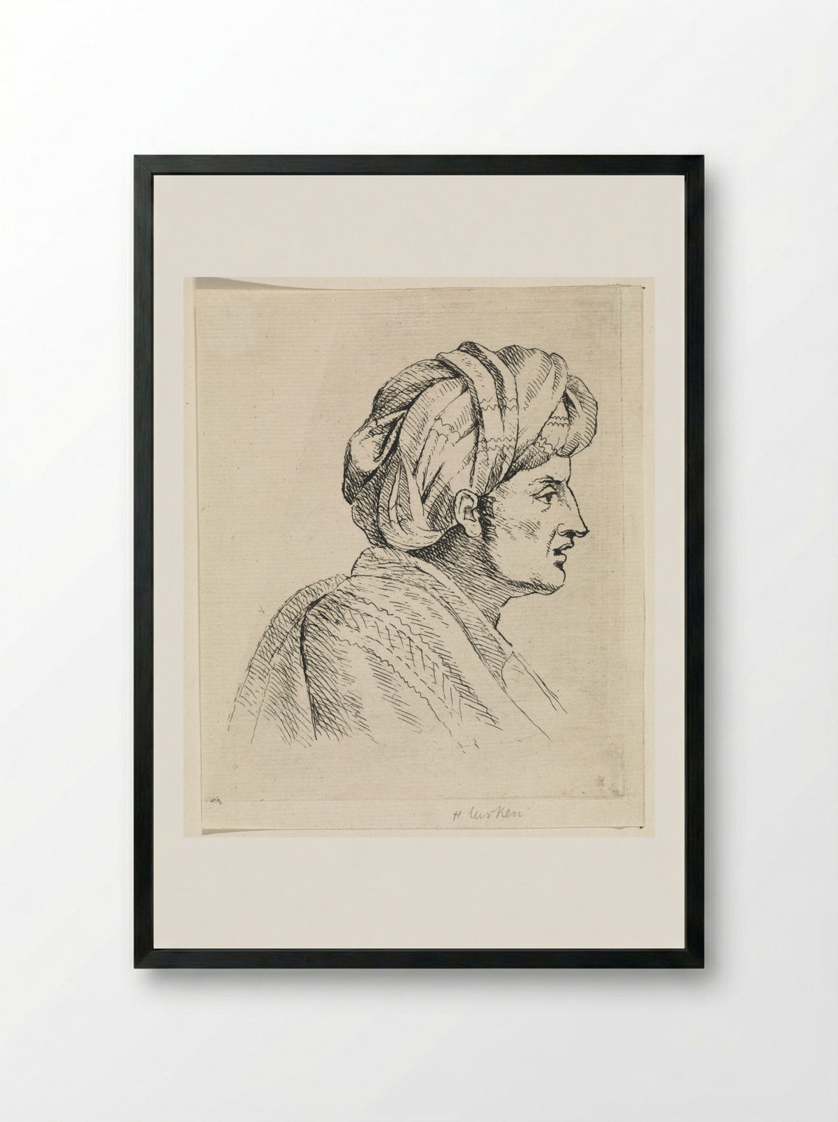 Man met tulband - Henricus Turken - Framed Print Black