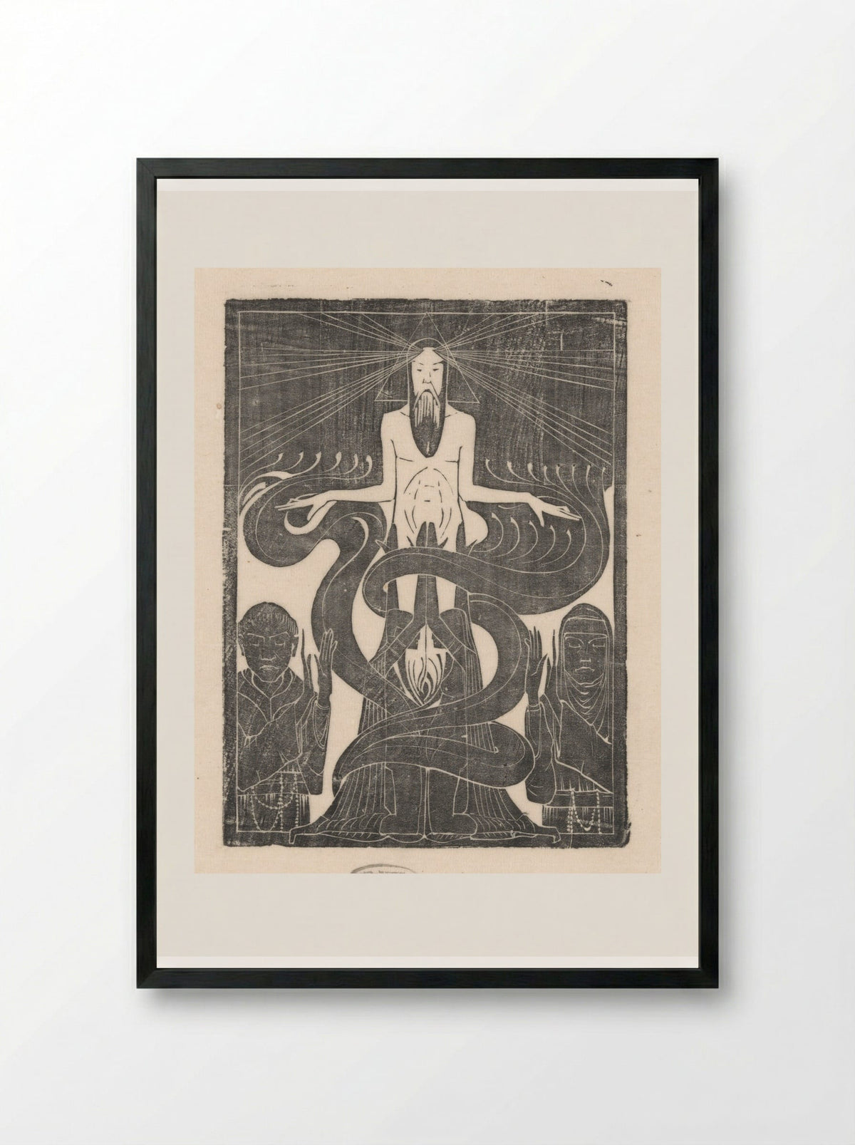 Man met zegenende houding boven twee figuren - Karel Petrus Cornelis de Bazel - Framed Print Black