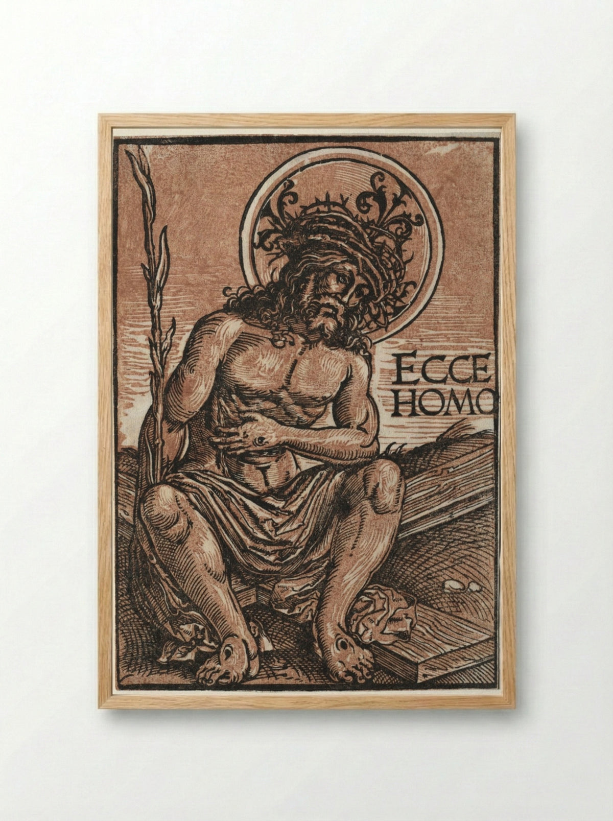 Man of Sorrows Seated on the Cross - Hans Weiditz - Framed Print Wood