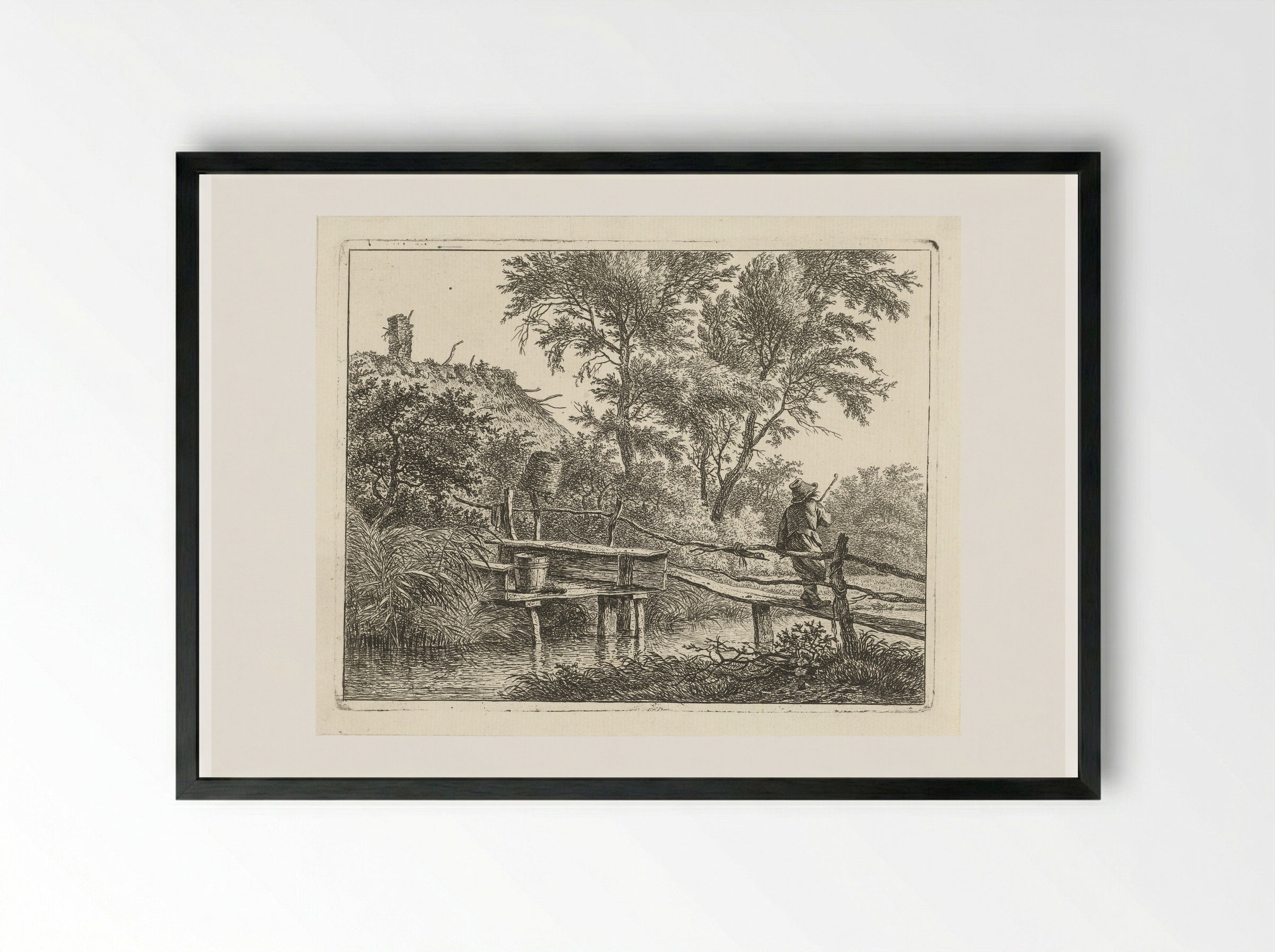 Man op brug - Hermanus Fock - Framed Print Black
