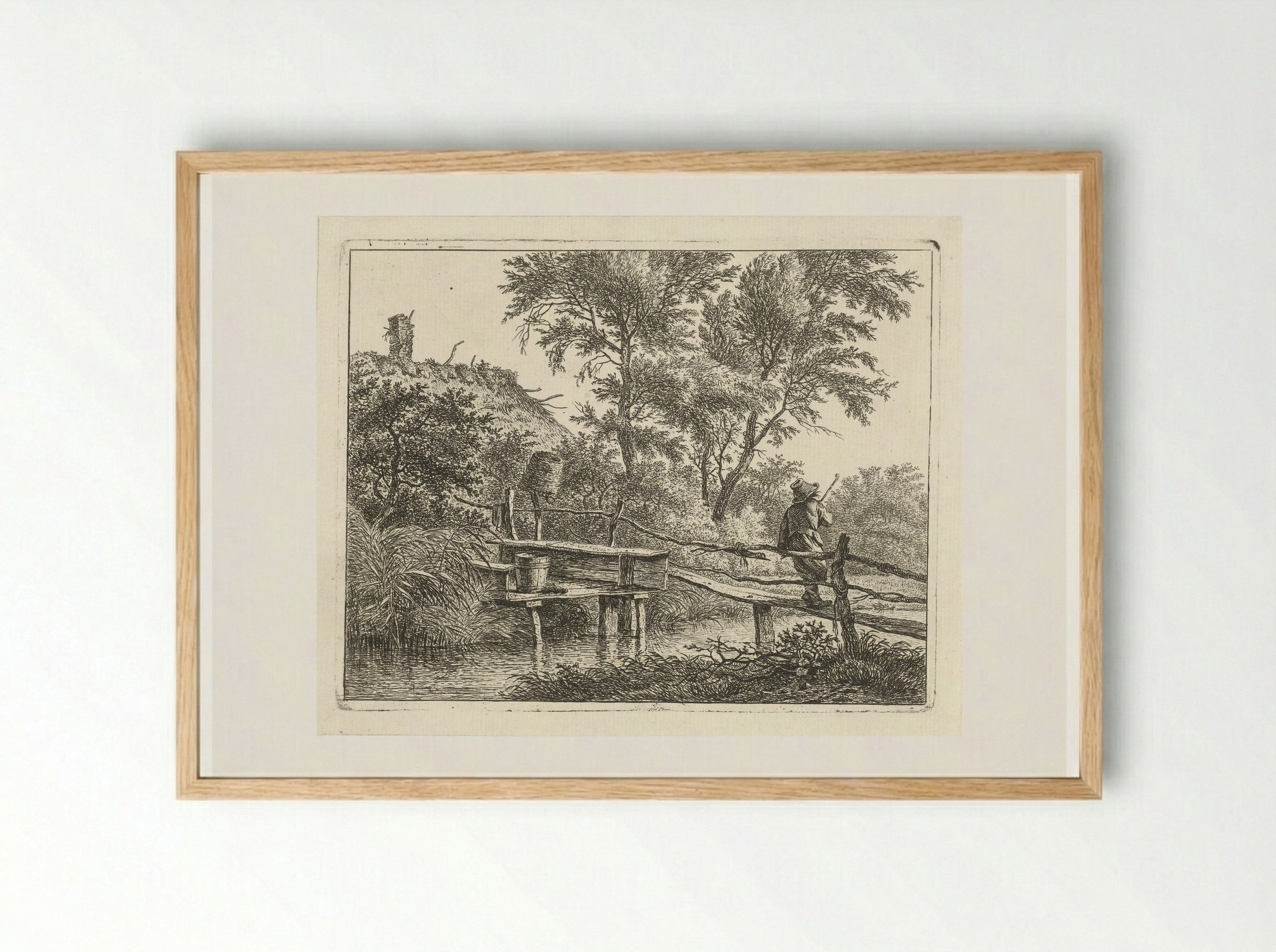 Man op brug - Hermanus Fock - Framed Print Wood