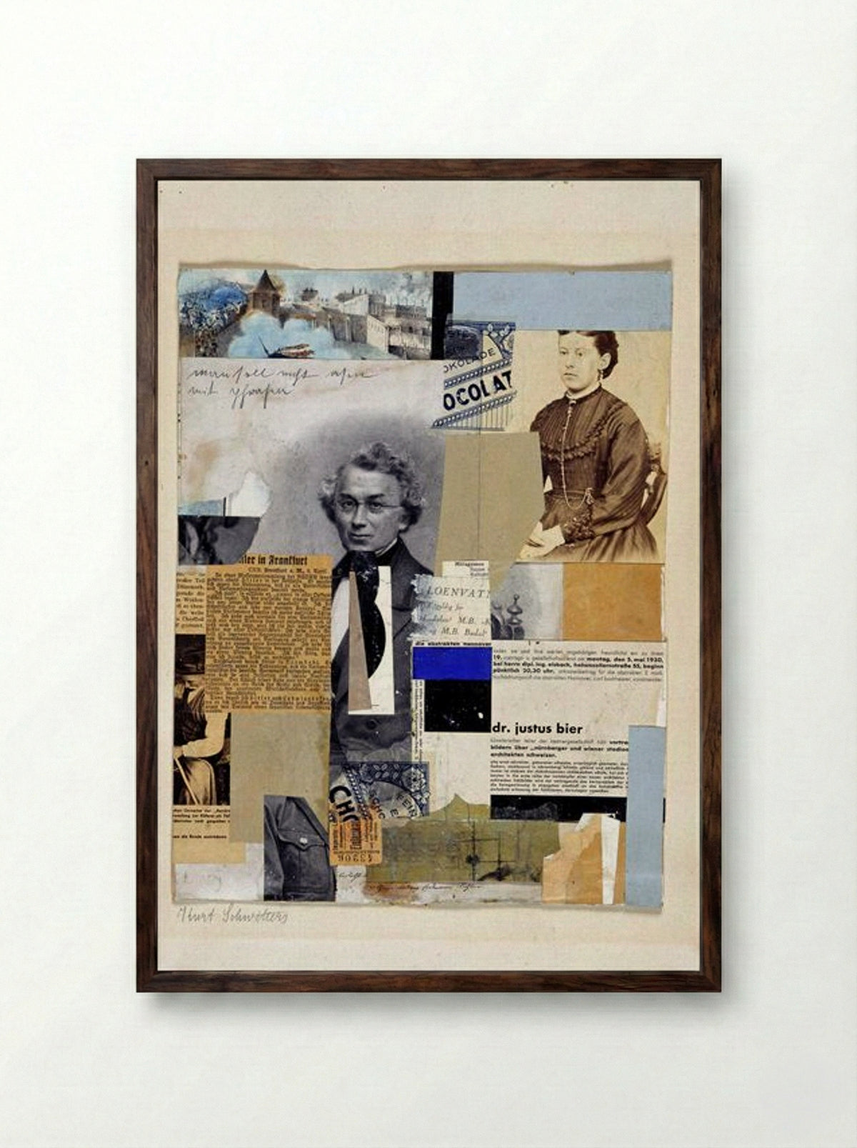Man soll nicht asen mit Phrasen - Kurt Schwitters - Framed Print Dark Wood