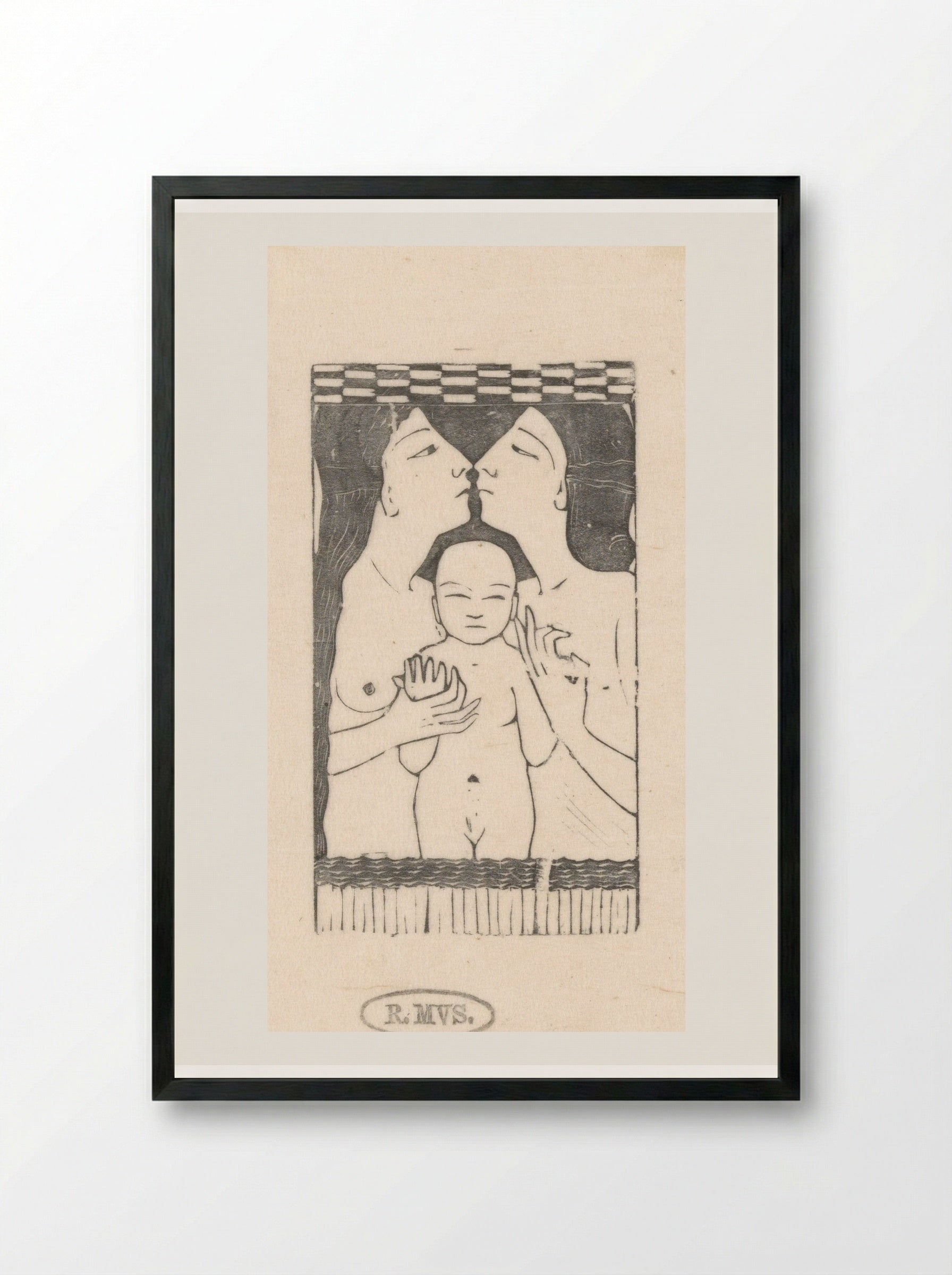 Man, vrouw en kind - Karel Petrus Cornelis de Bazel - Framed Print Black