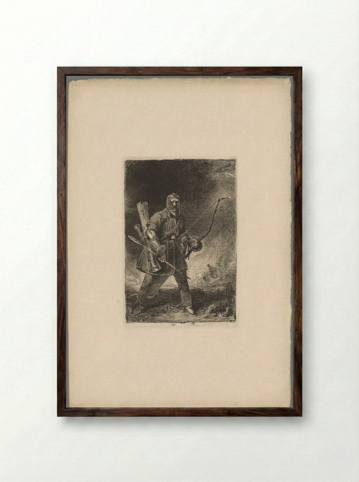 Man with Bow and Arrows - Andrew Geddes - Framed Print Dark Wood