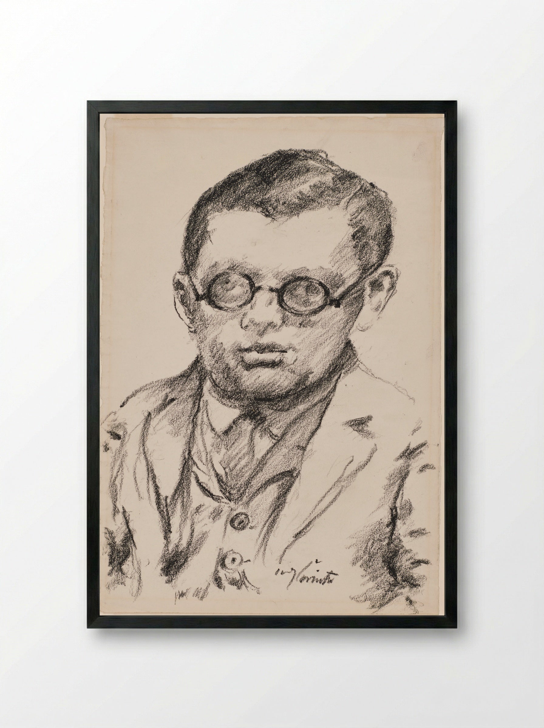 Man with Glasses (Self-Portrait) - Lovis Corinth - Framed Print Black