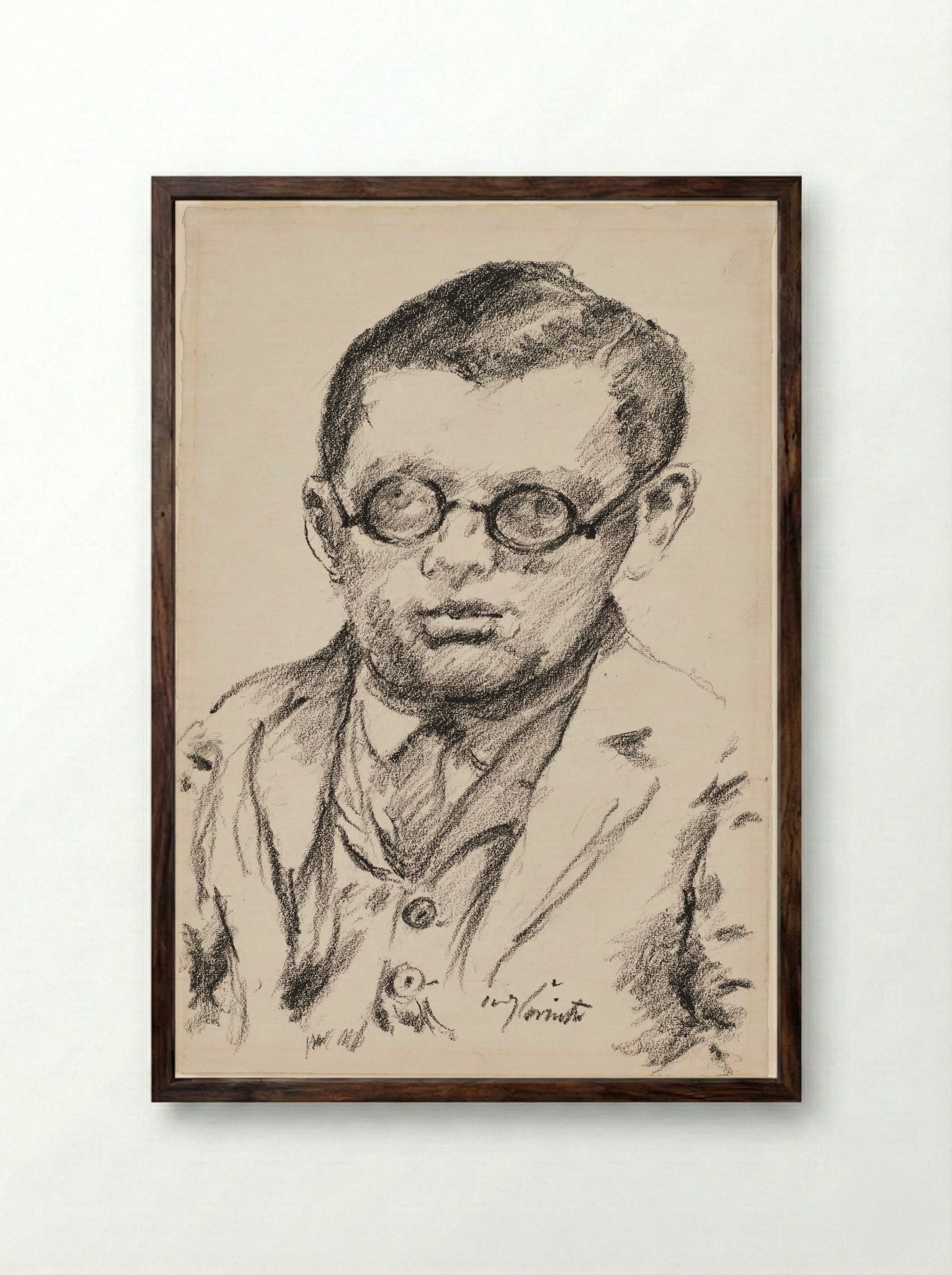 Man with Glasses (Self-Portrait) - Lovis Corinth - Framed Print Dark Wood
