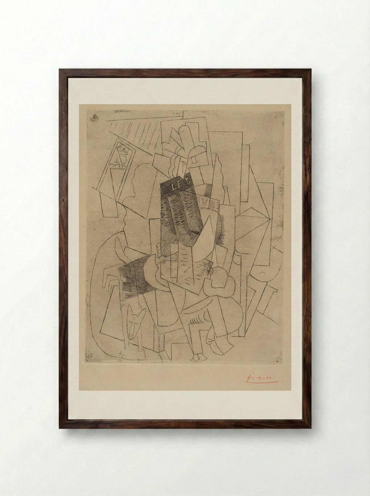 Man with a Dog (Rue Schœlcher) - Pablo Picasso - Framed Print Dark Wood