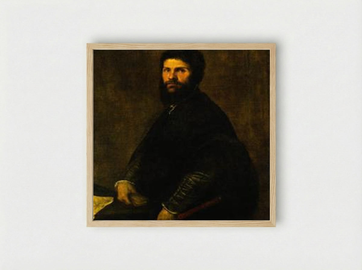 Man with a Flute - Titian - Framed Print Wood