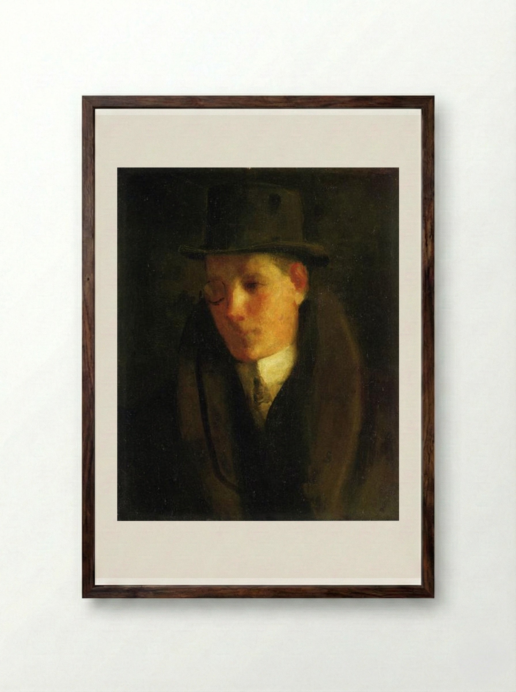 Man with a Monocle - George Luks - Framed Print Dark Wood