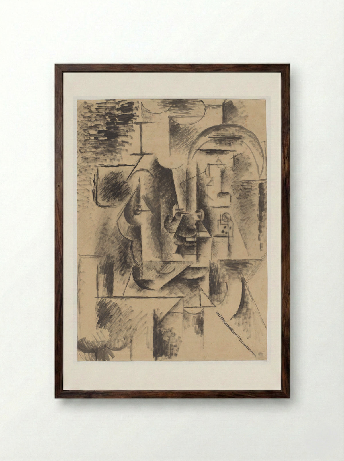 Man with a Pipe - Pablo Picasso - Framed Print Dark Wood