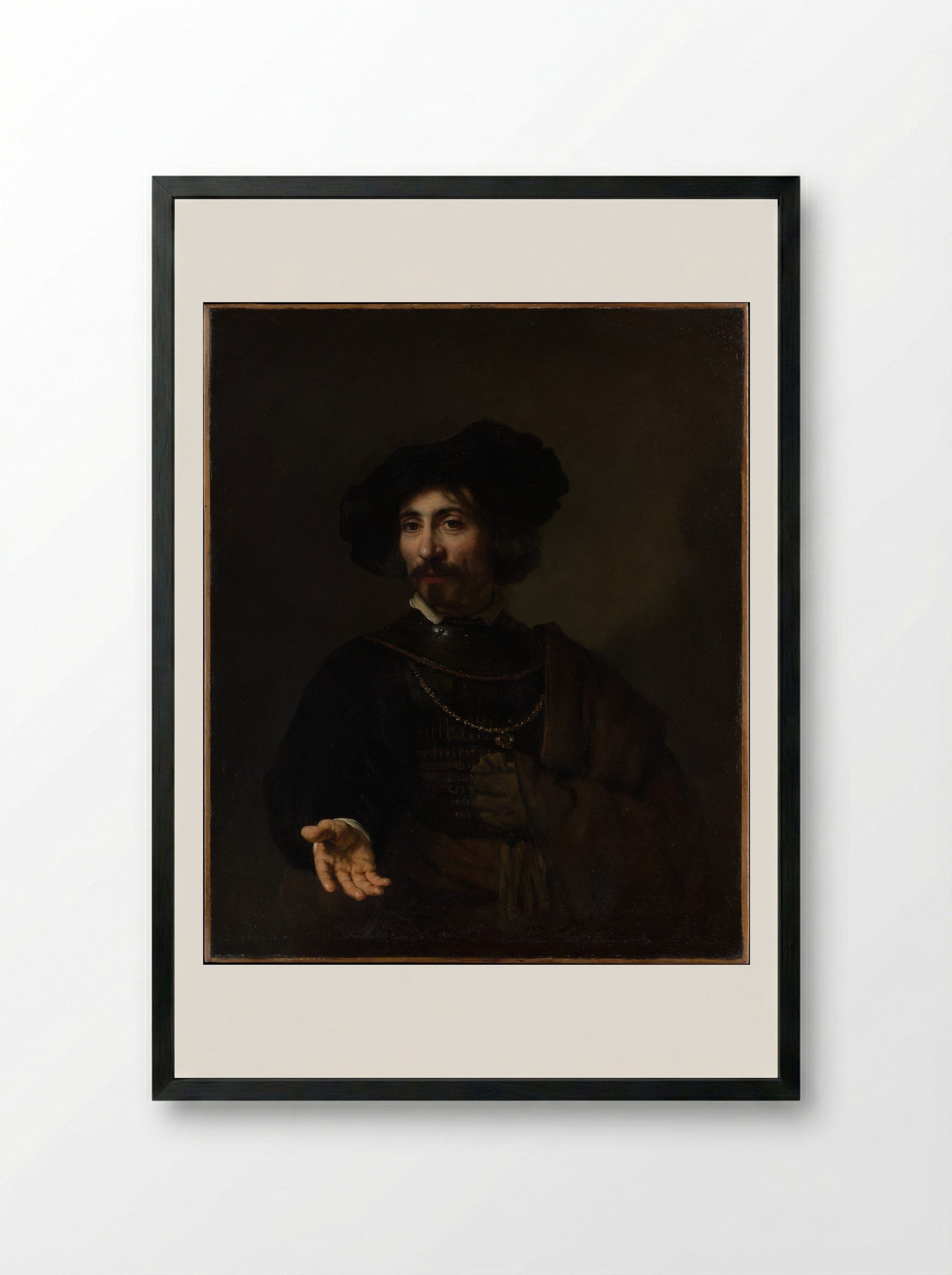 Man with a Steel Gorget - Rembrandt van Rijn - Framed Print Black