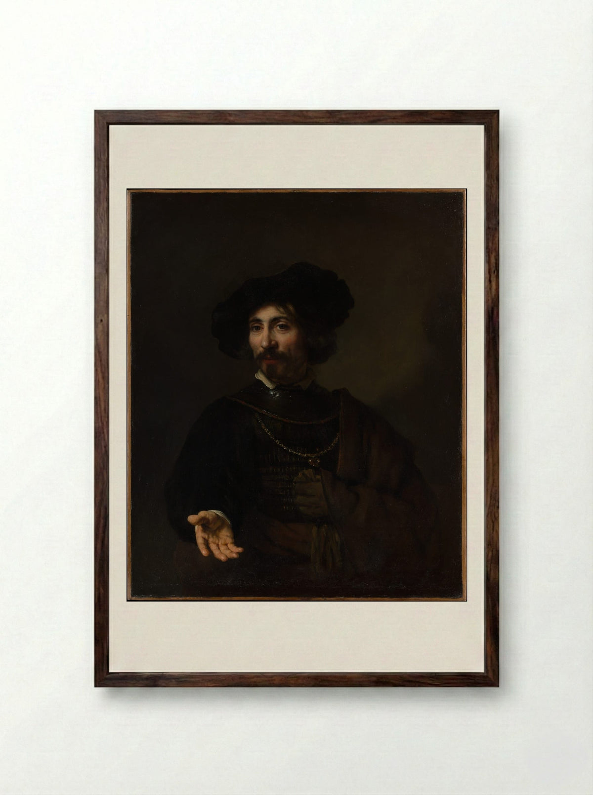 Man with a Steel Gorget - Rembrandt van Rijn - Framed Print Dark Wood