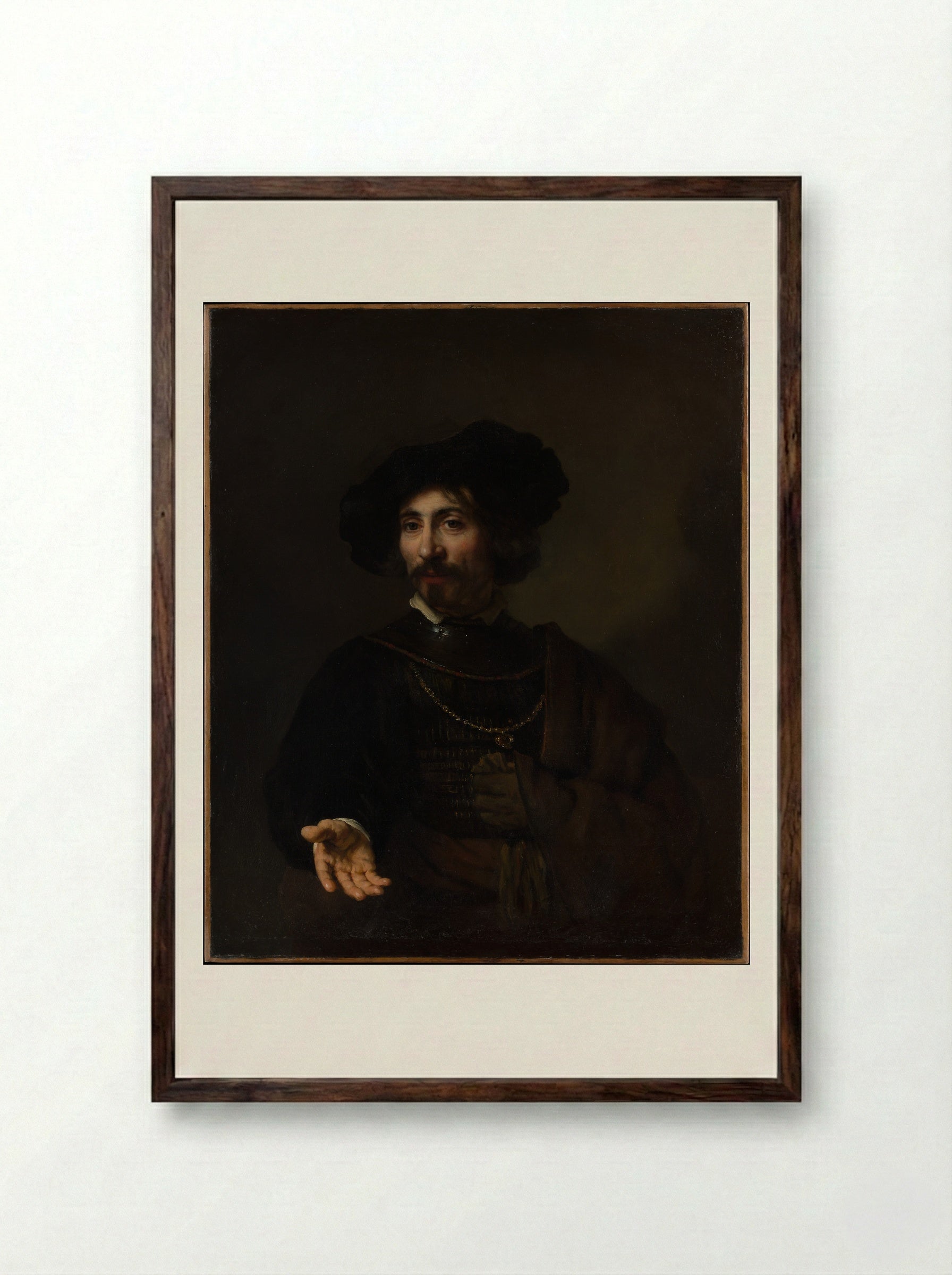 Man with a Steel Gorget - Rembrandt van Rijn - Framed Print Dark Wood