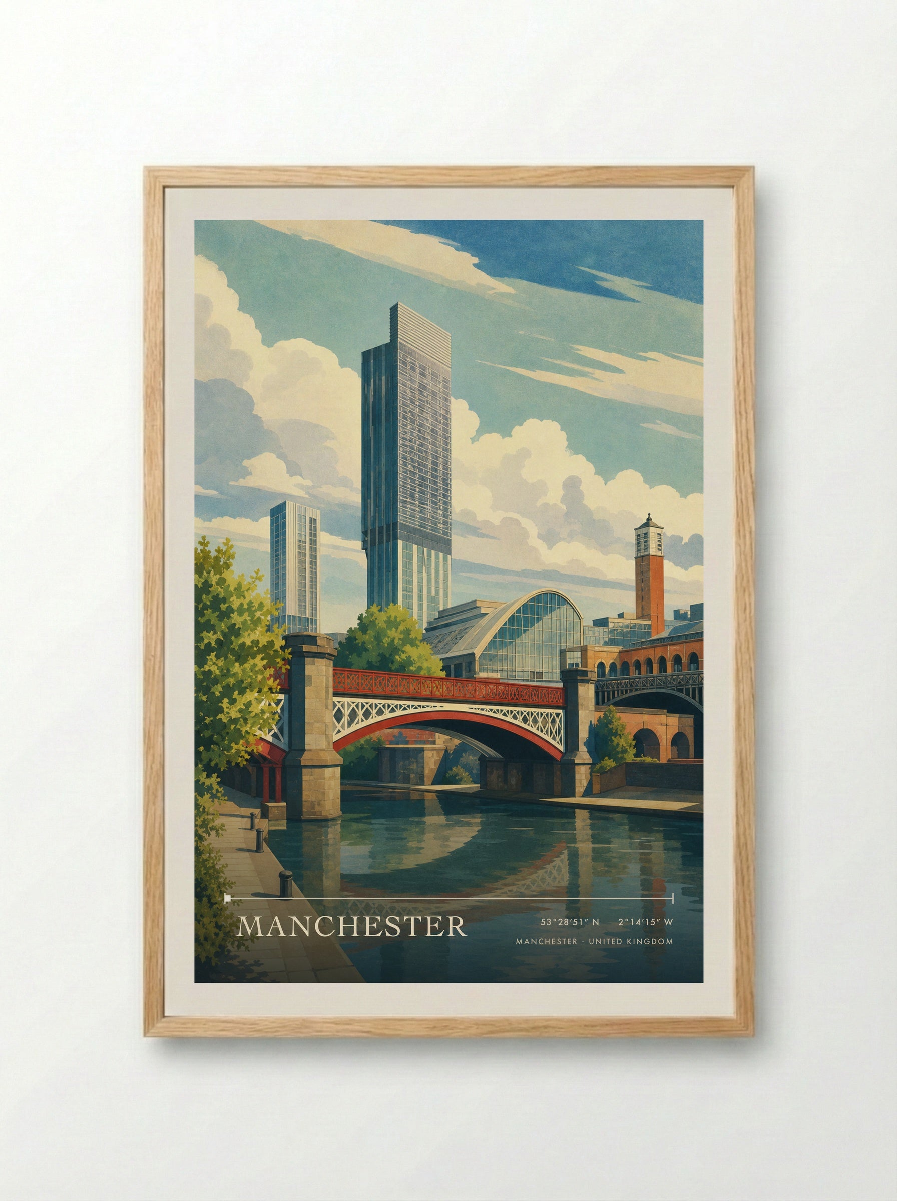 Manchester United Kingdom Travel Poster - Framed Print Wood