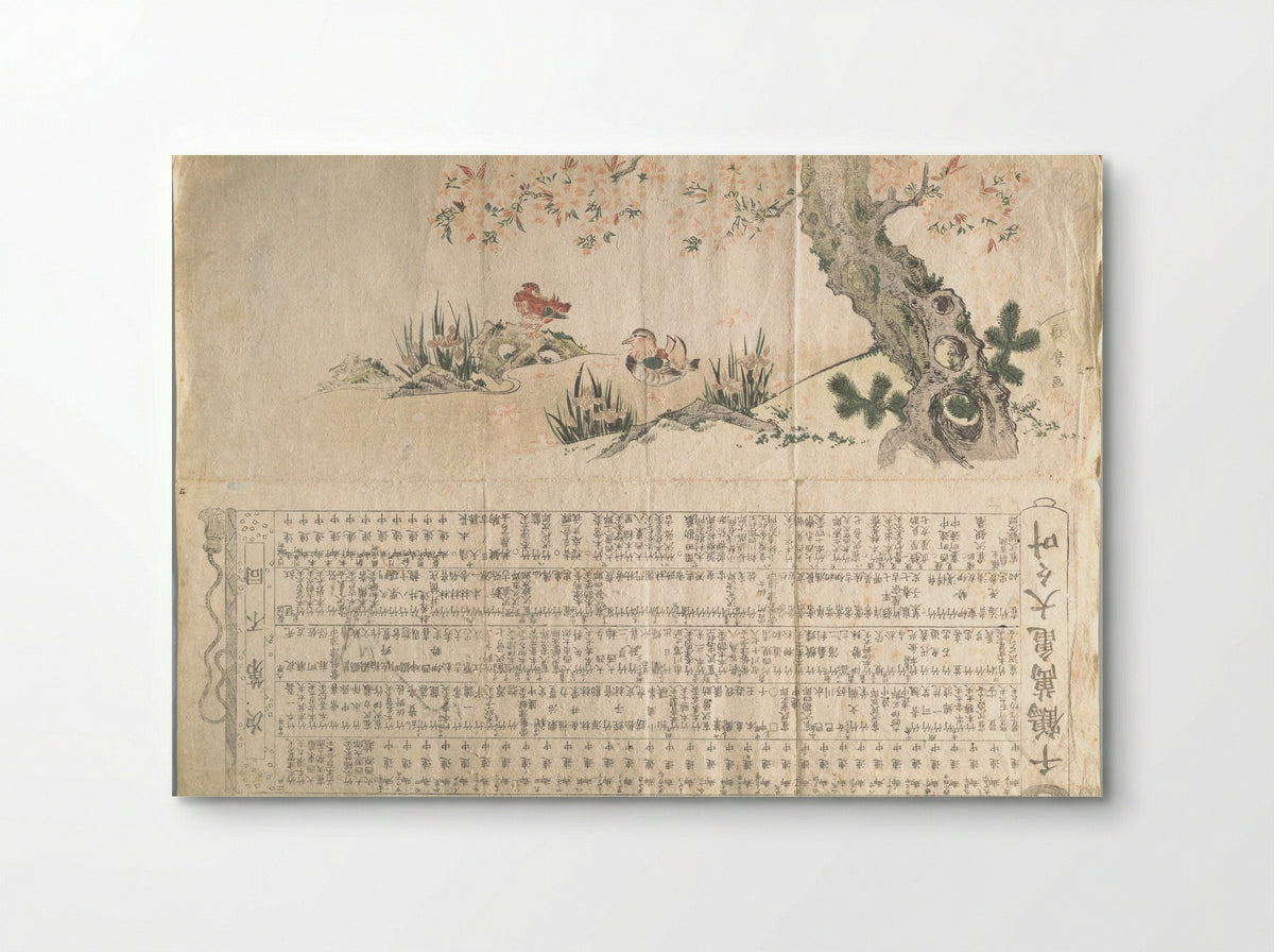 Mandarin Ducks in a Spring Landscape: Program for a Jururui Performance - Utamaro II - Poster