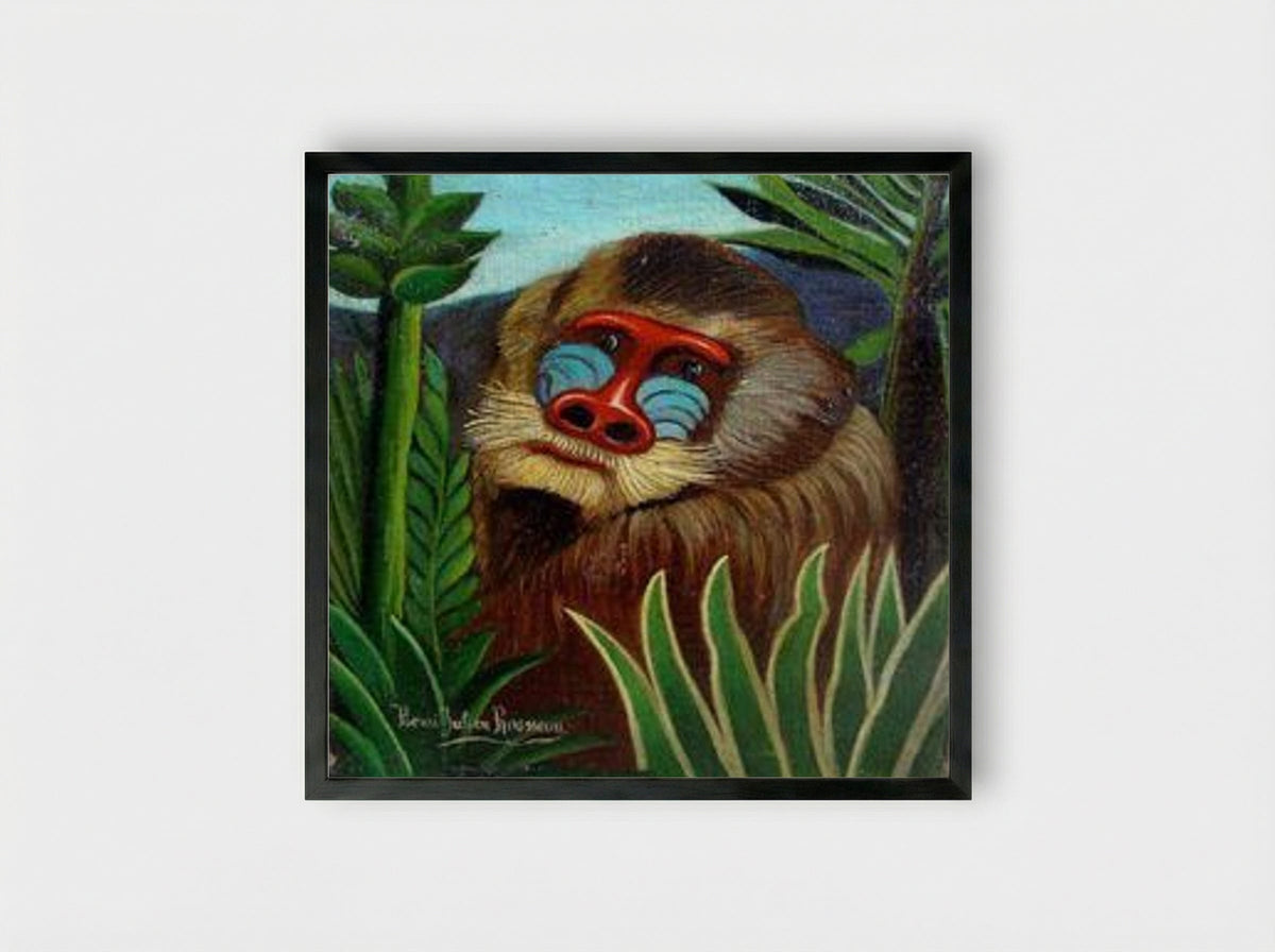 Mandrill in the Jungle - Henri Rousseau - Framed Print Black