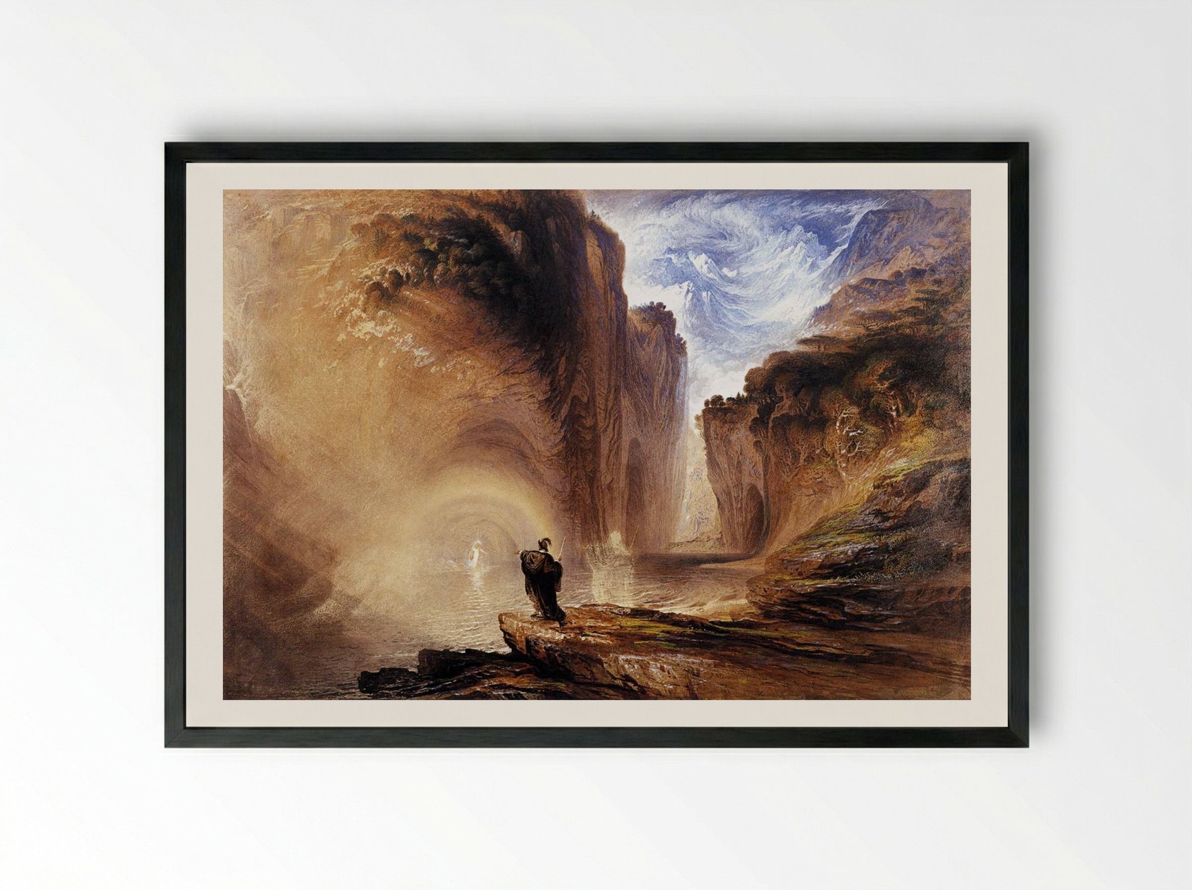 Manfred and the Alpine Witch - John Martin - Framed Print Black