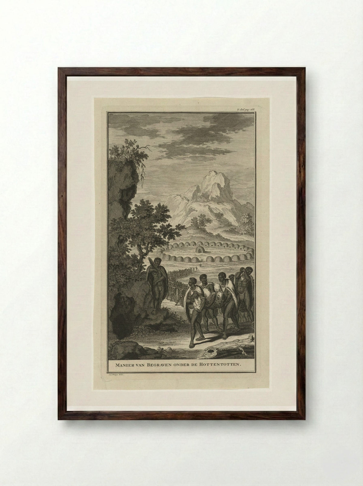 Manier van Begraven onder de Hottentotten - Jan Caspar Philips - Framed Print Dark Wood