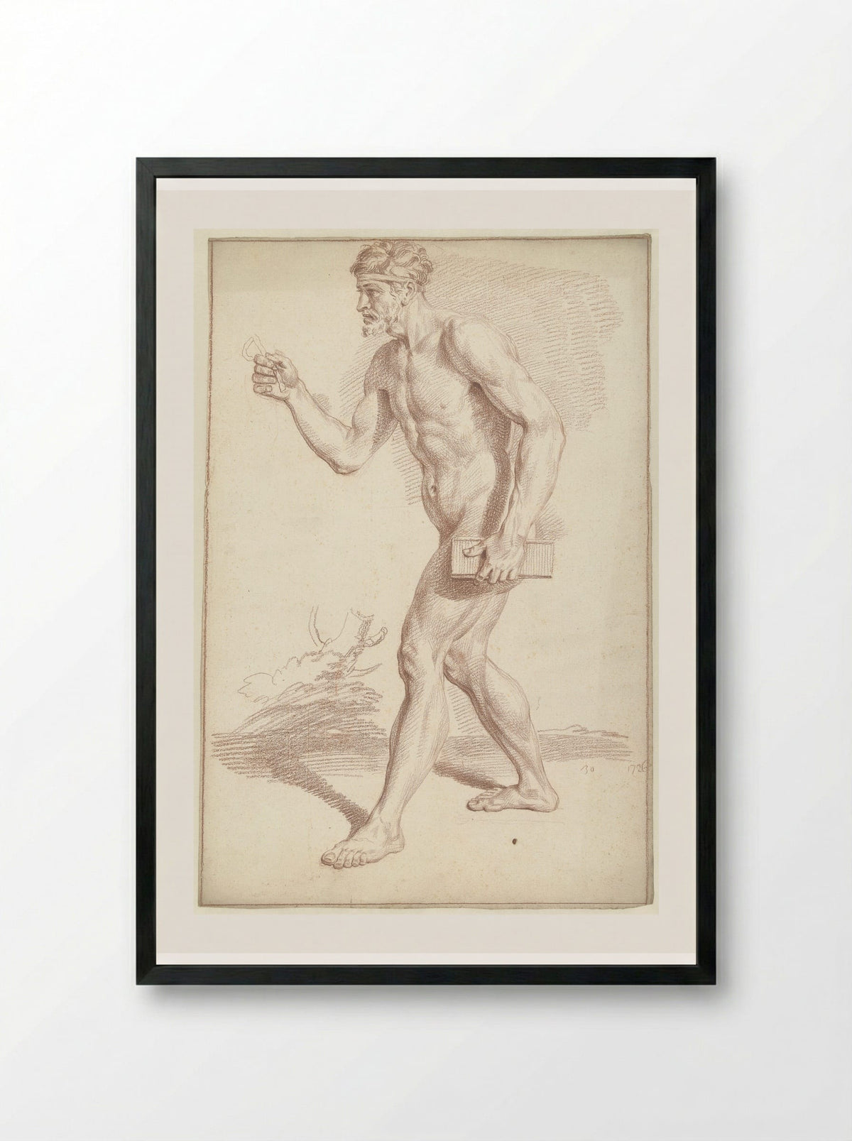 Mannelijk naakt, lopend, naar links - Louis Fabritius Dubourg - Framed Print Black