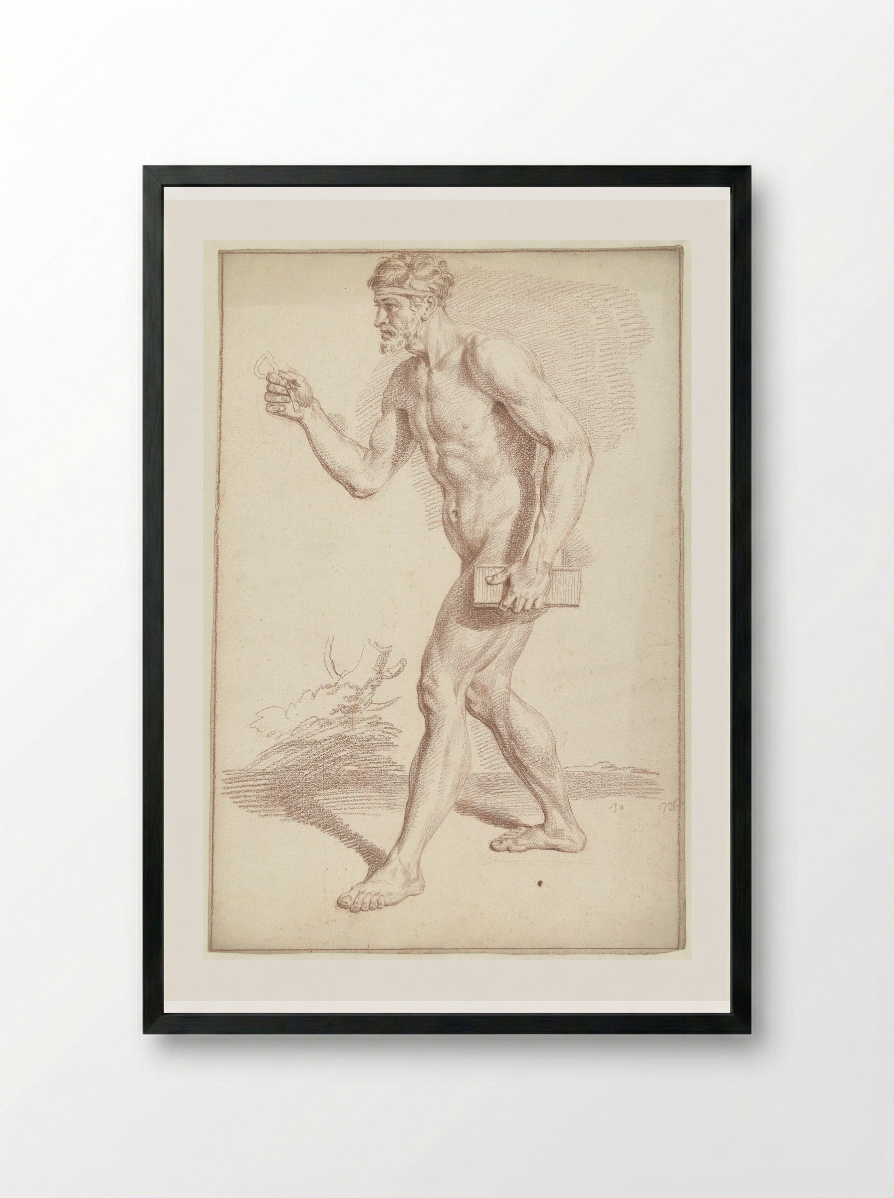 Mannelijk naakt, lopend, naar links - Louis Fabritius Dubourg - Framed Print Black