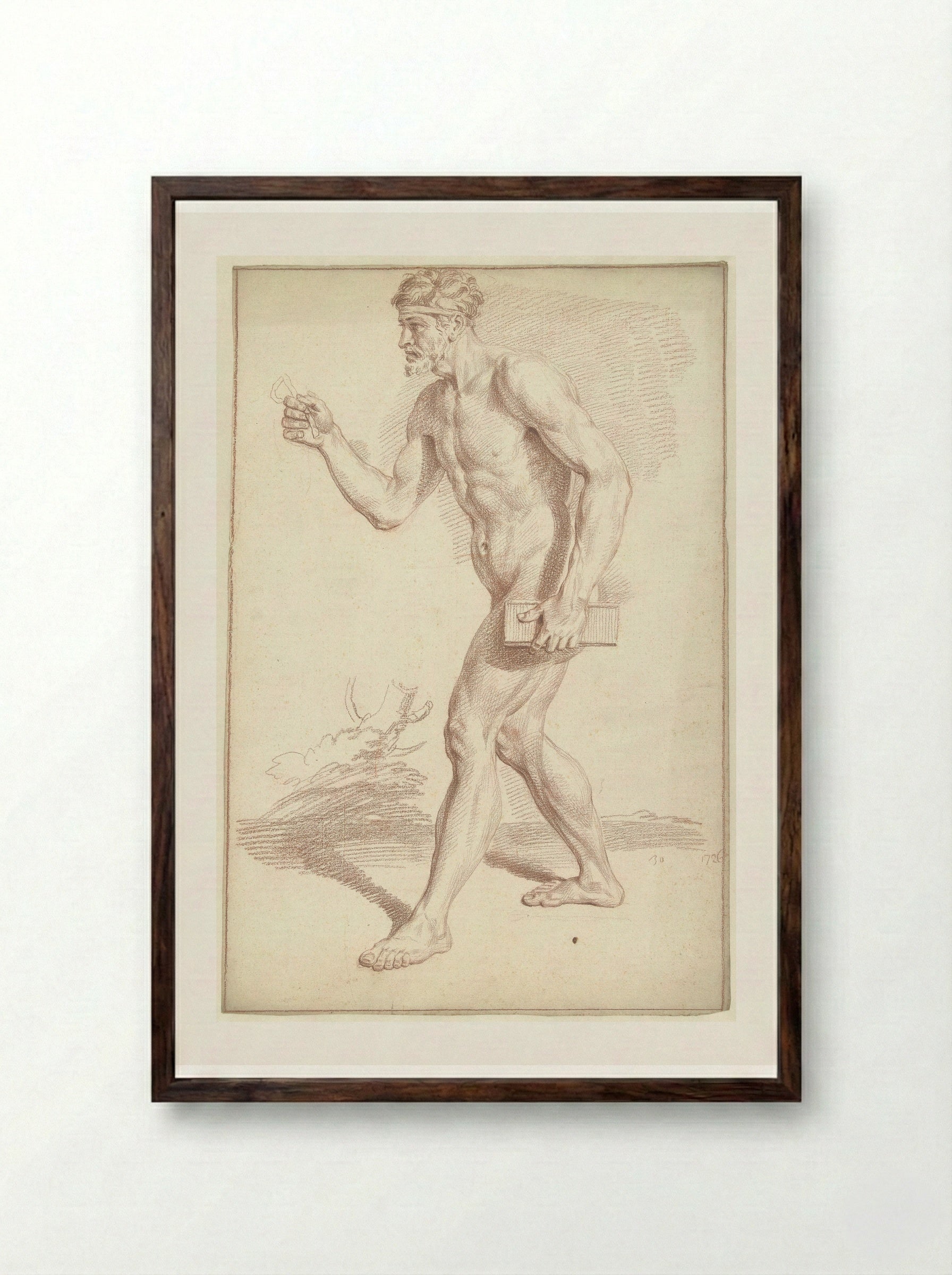 Mannelijk naakt, lopend, naar links - Louis Fabritius Dubourg - Framed Print Dark Wood
