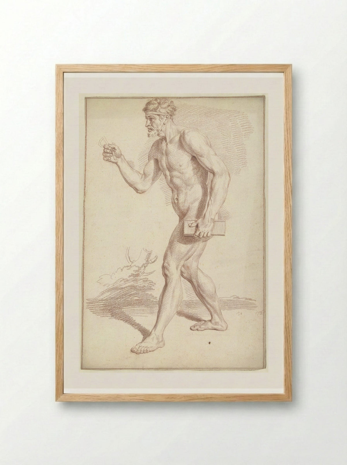 Mannelijk naakt, lopend, naar links - Louis Fabritius Dubourg - Framed Print Wood