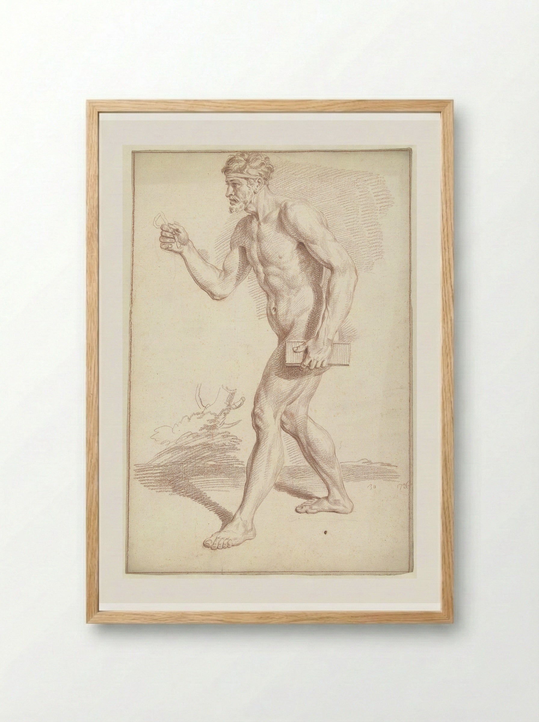 Mannelijk naakt, lopend, naar links - Louis Fabritius Dubourg - Framed Print Wood