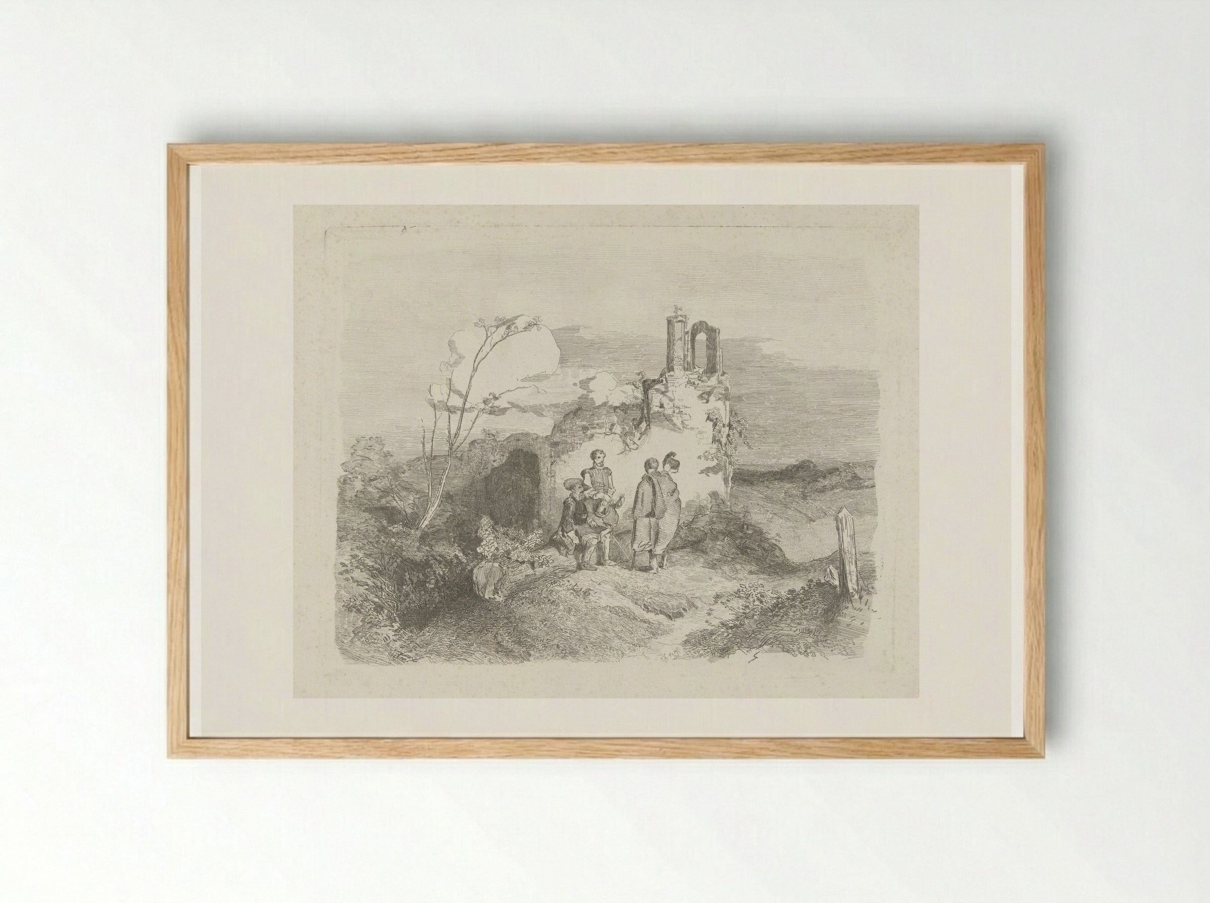 Mannen bij een ruïne (Men by a Ruin) - Charles Rochussen - Framed Print Wood