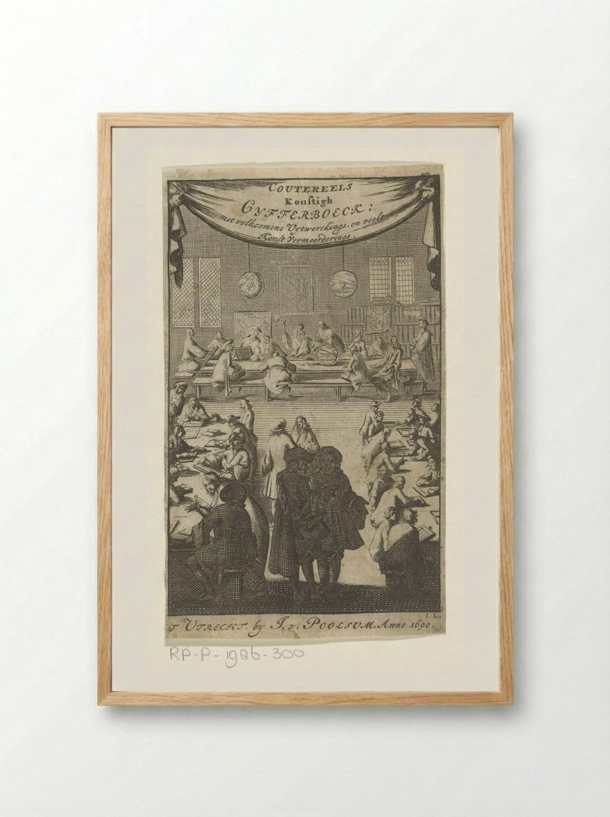 Mannen maken rekensommen - Jan Luyken - Framed Print Wood