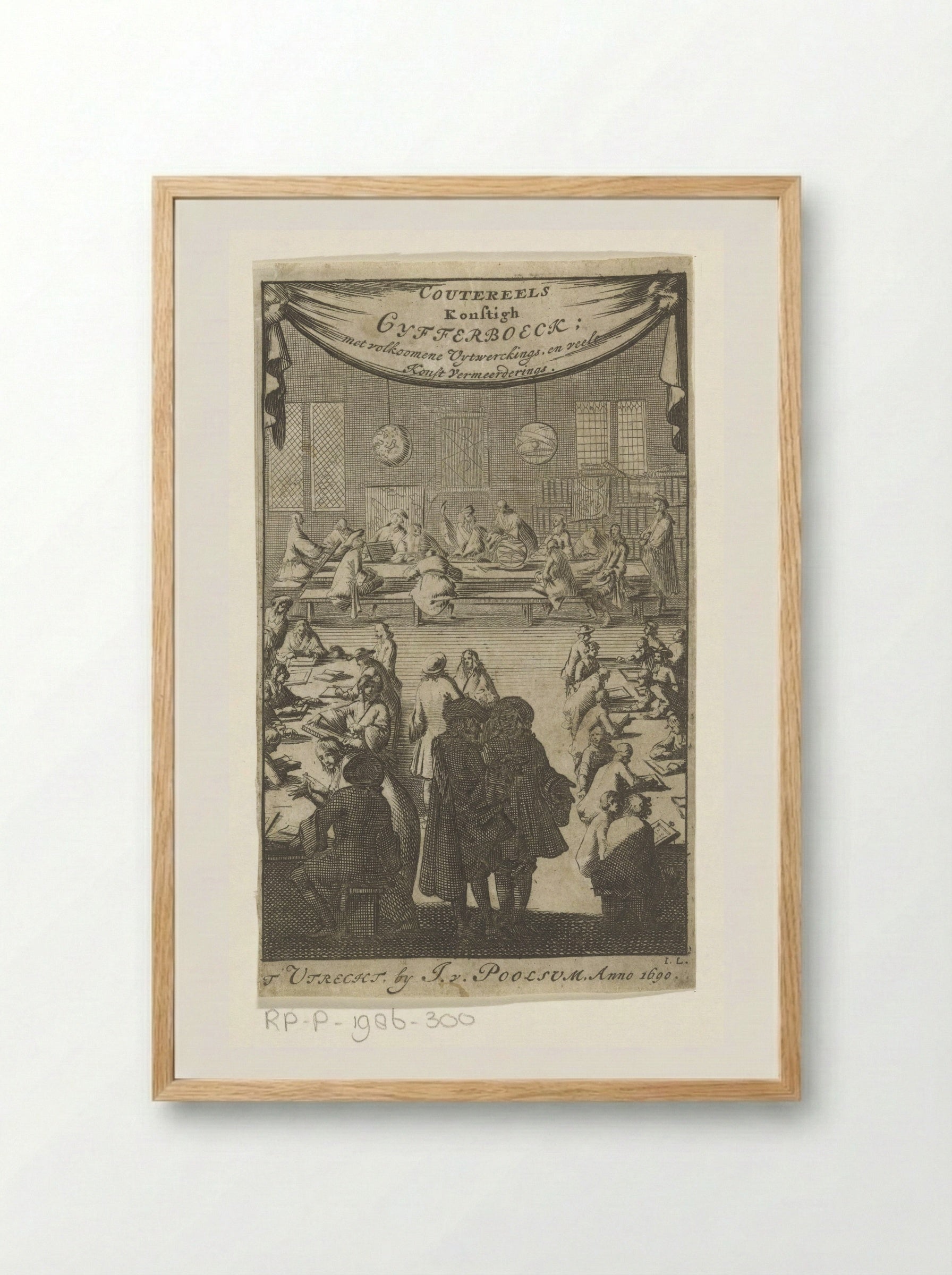 Mannen maken rekensommen - Jan Luyken - Framed Print Wood