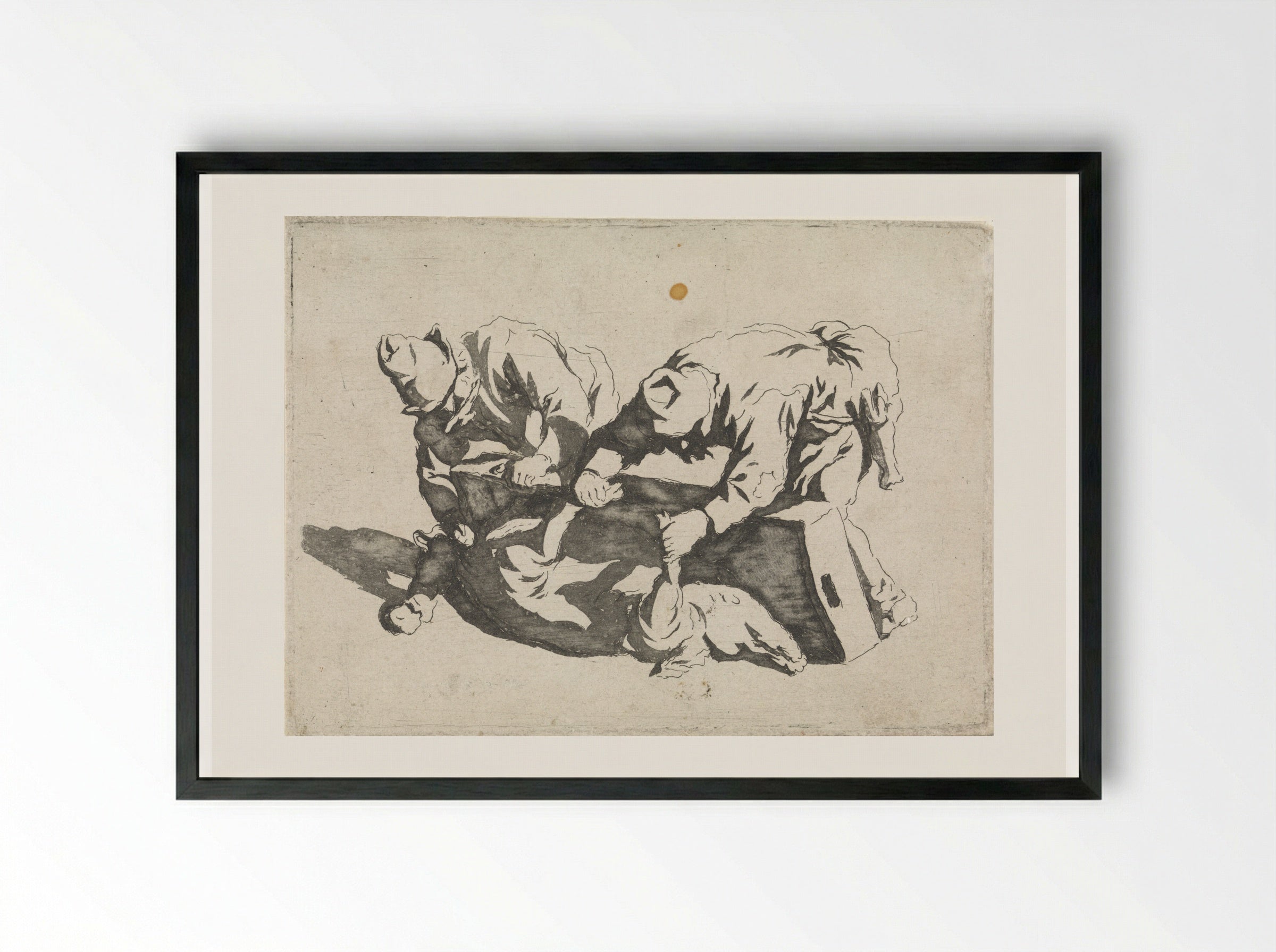 Mannen met een geslacht varken - David Pièrre Giottino Humbert de Superville - Framed Print Black