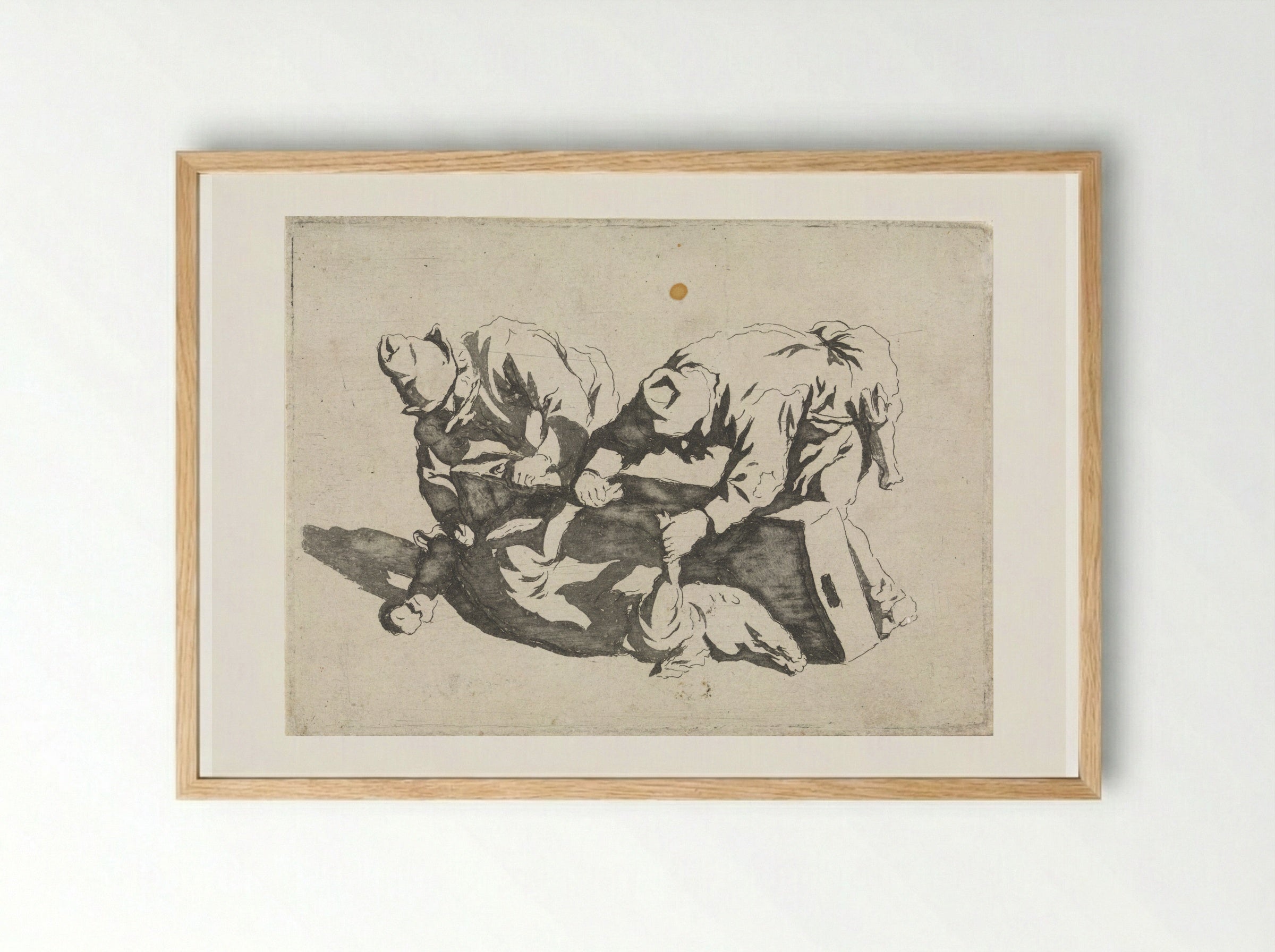 Mannen met een geslacht varken - David Pièrre Giottino Humbert de Superville - Framed Print Wood