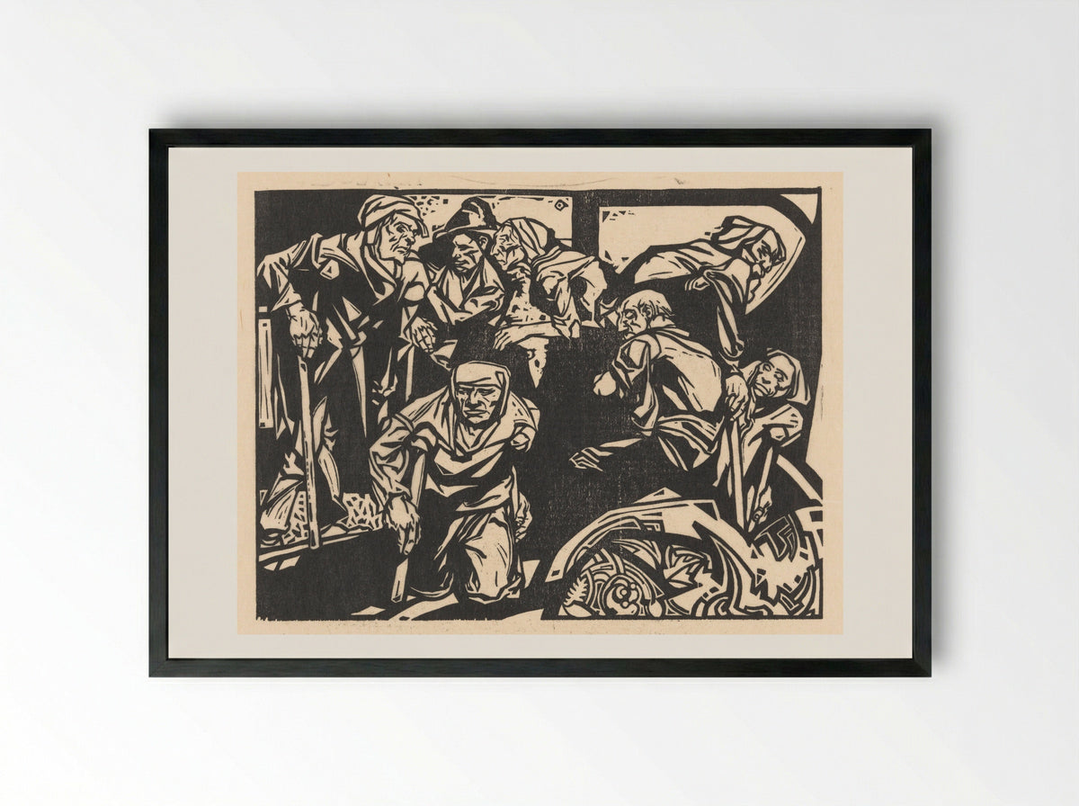 Mannen met krukken (Men with Crutches) - Johannes Josephus Aarts - Framed Print Black