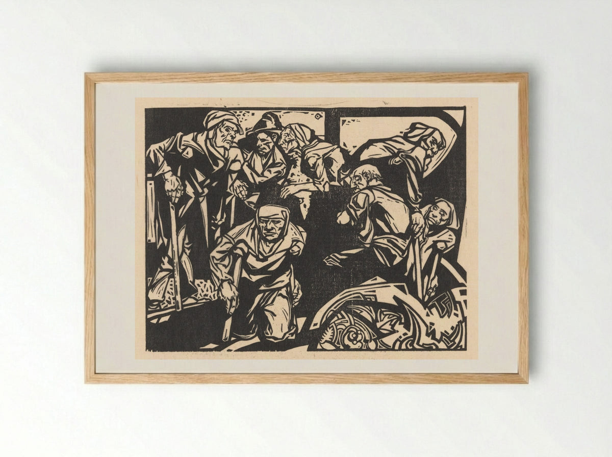 Mannen met krukken (Men with Crutches) - Johannes Josephus Aarts - Framed Print Wood