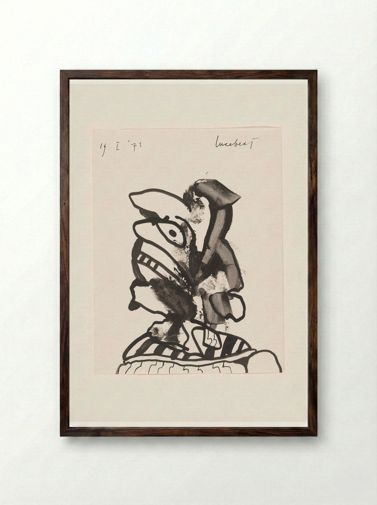 Mannenkop - Lucebert - Framed Print Dark Wood