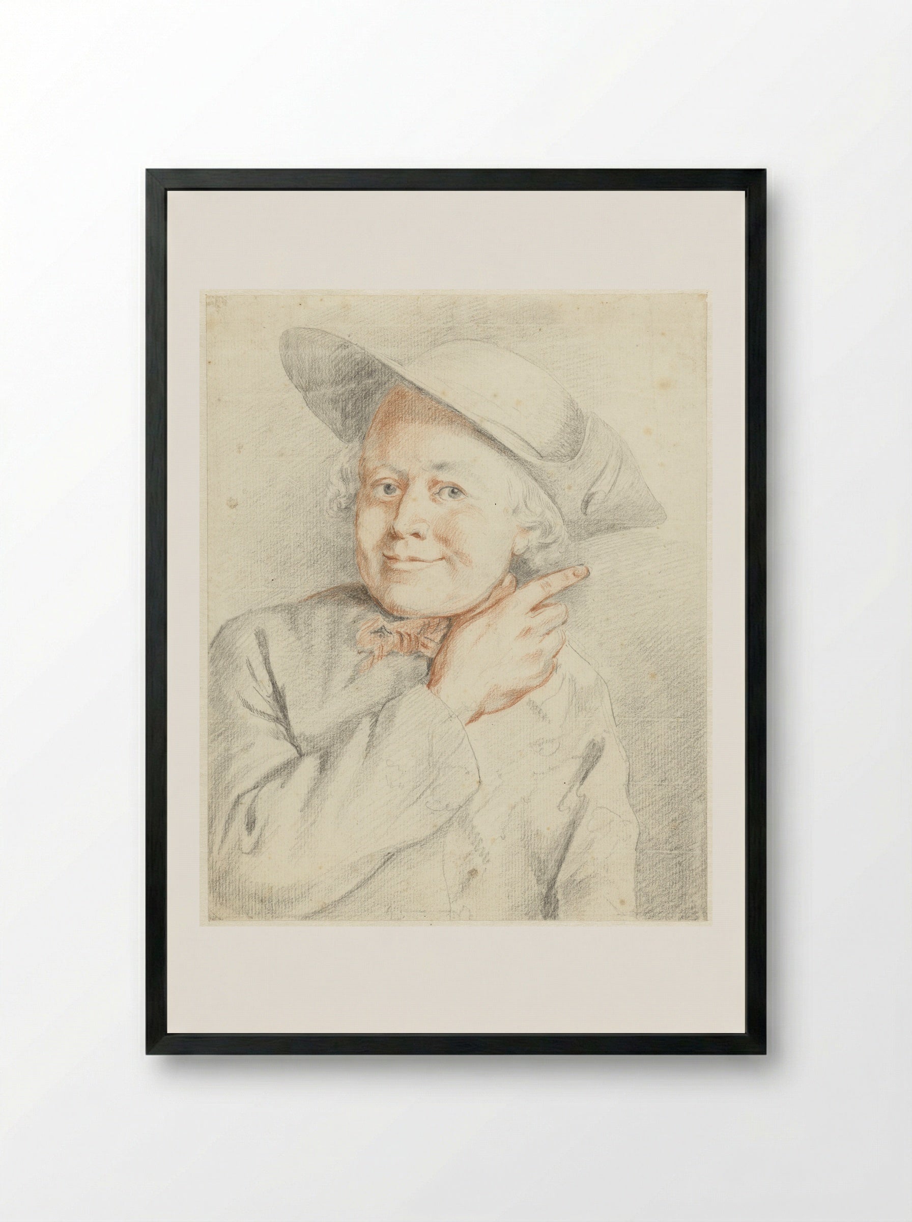 Mansbuste, wijzend naar rechts - Gerrit Dadelbeek - Framed Print Black