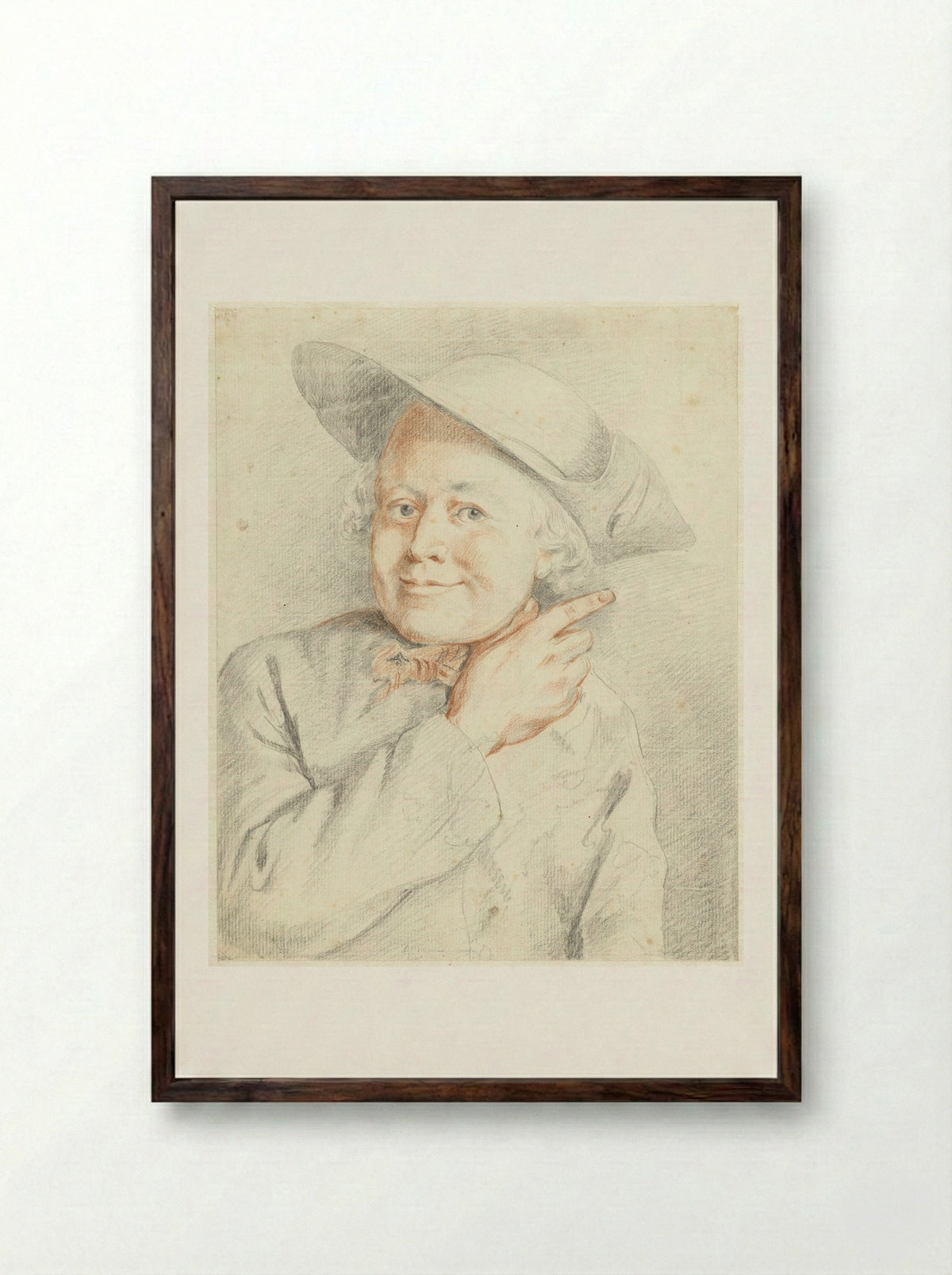Mansbuste, wijzend naar rechts - Gerrit Dadelbeek - Framed Print Dark Wood