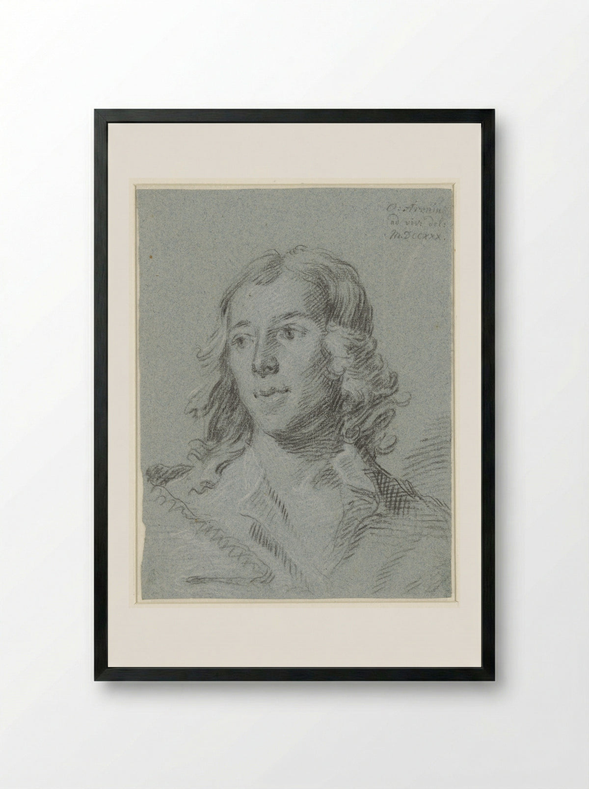 Mansportret: buste, het hoofd driekwart naar links - Olof Arenius - Framed Print Black