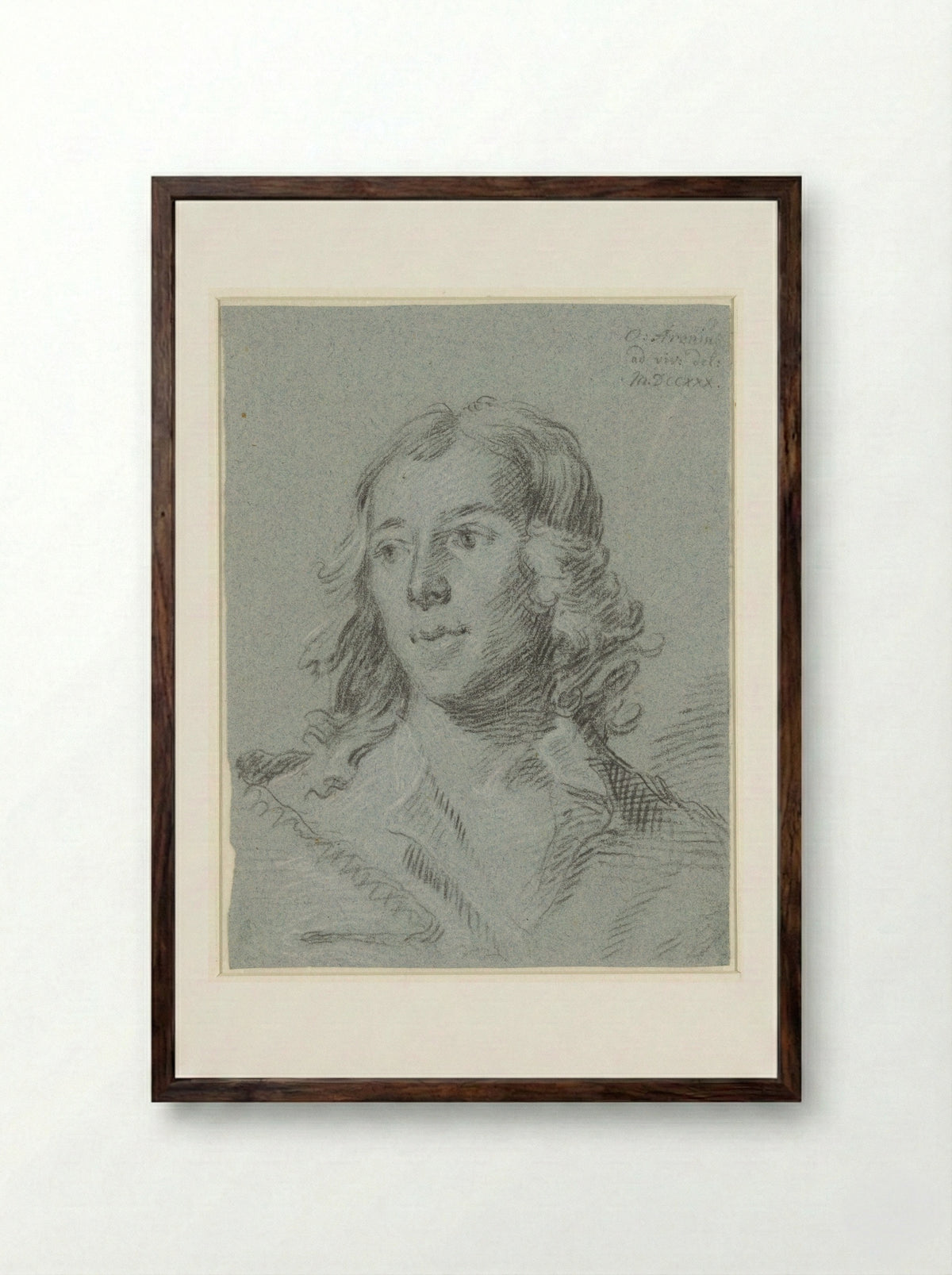 Mansportret: buste, het hoofd driekwart naar links - Olof Arenius - Framed Print Dark Wood