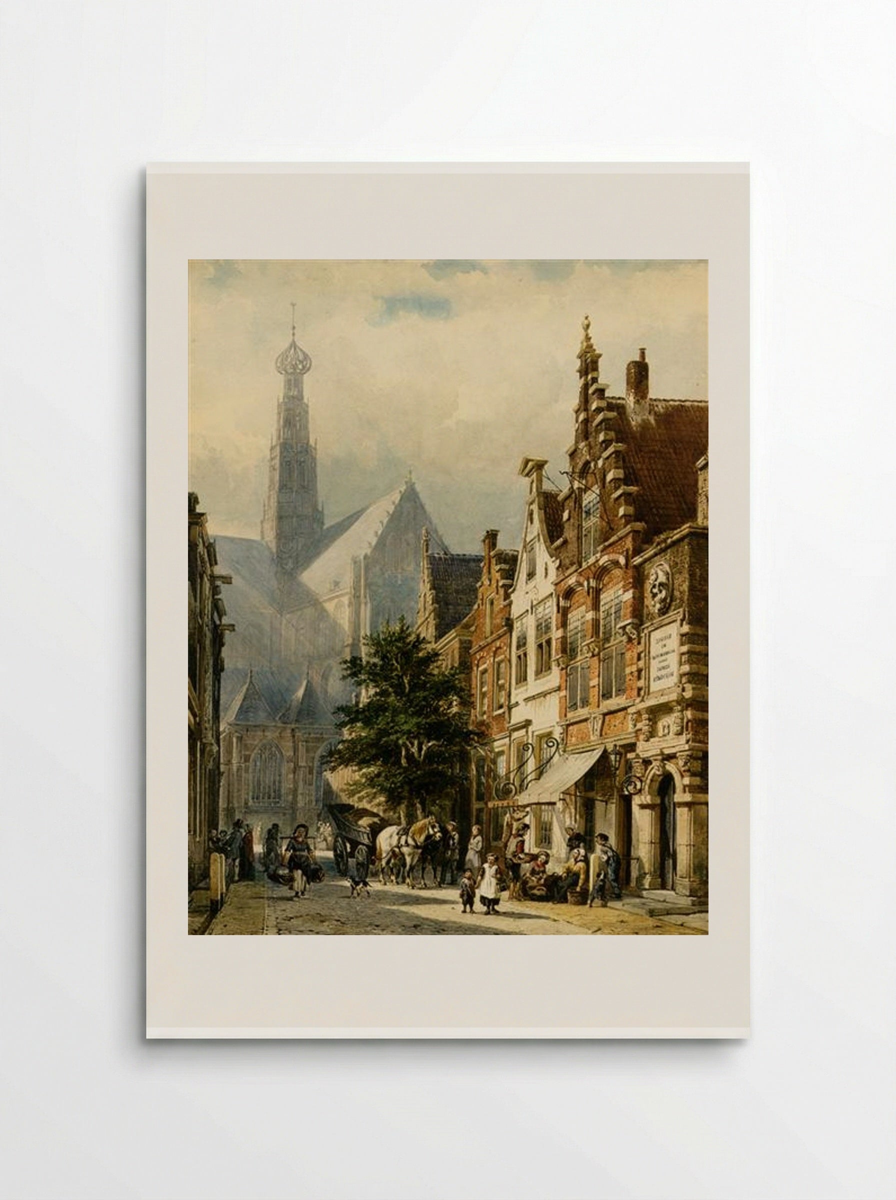 Many figures in the streets of Haarlem - Cornelis Springer - Poster
