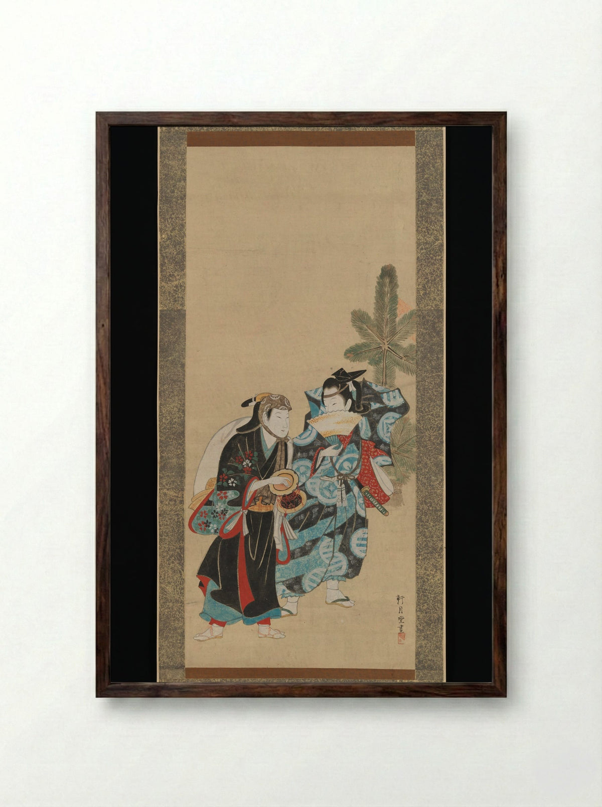 Manzai Performers - Kengetsudō - Framed Print Dark Wood