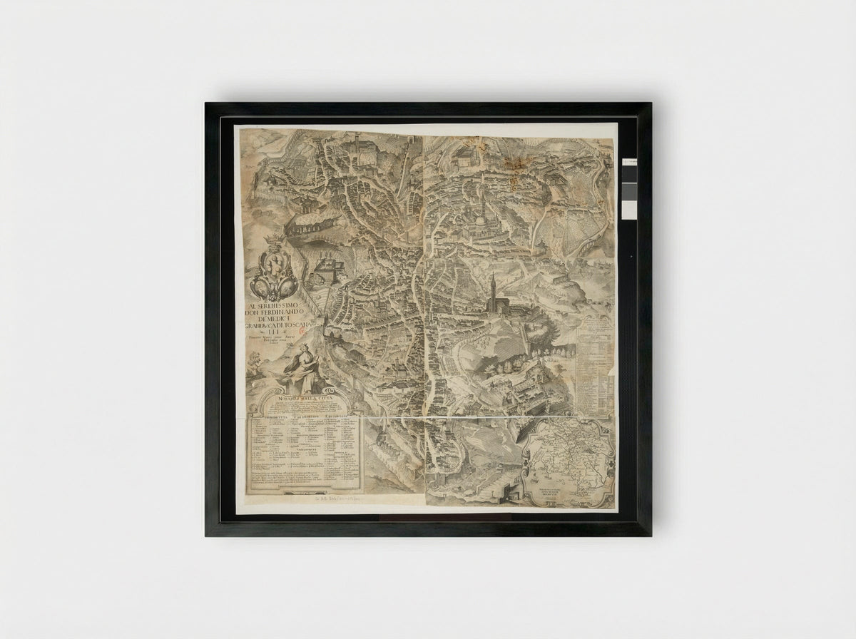 Map of Siena - Francesco Vanni - Framed Print Black