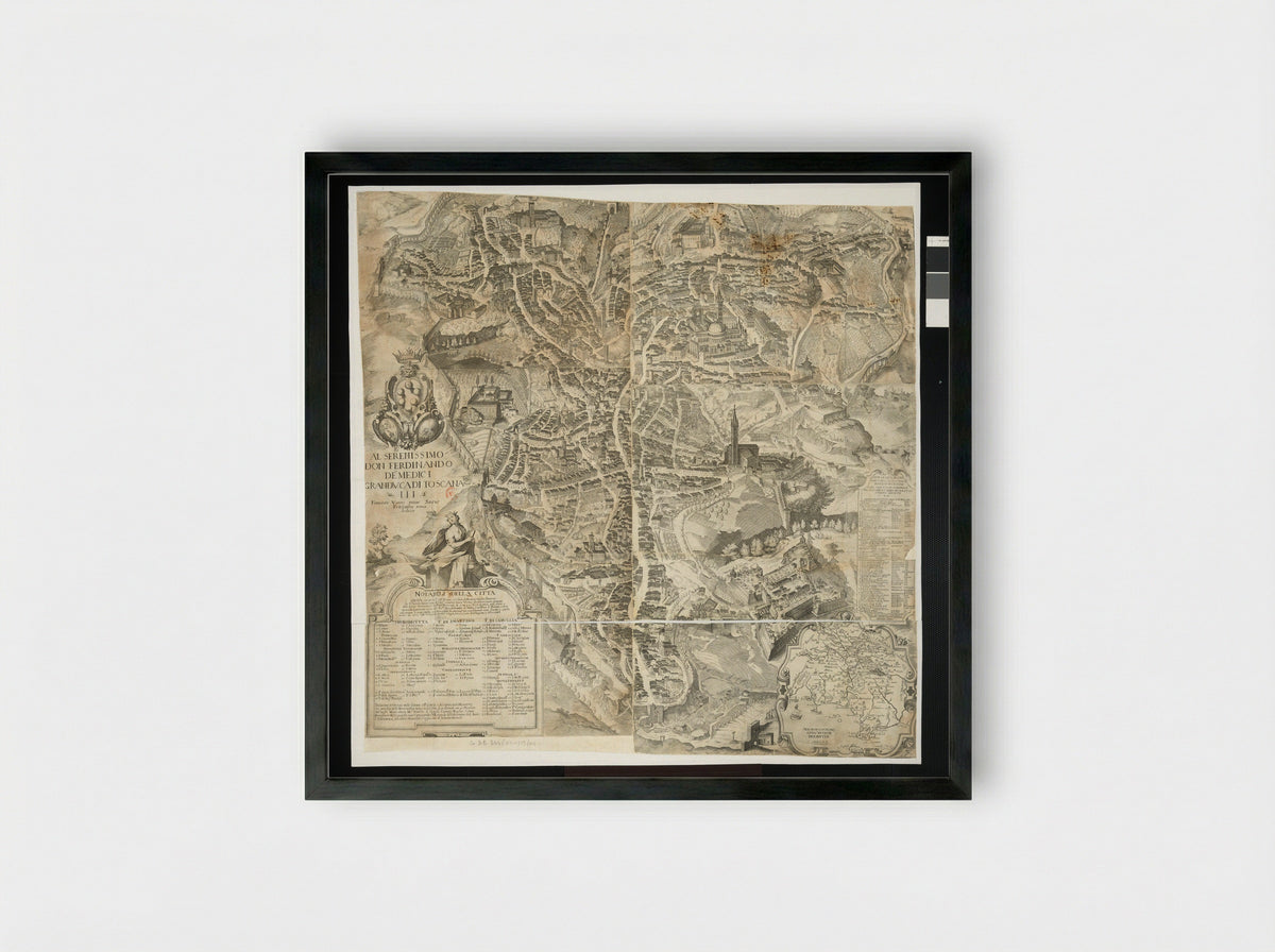 Map of Siena - Francesco Vanni - Framed Print Black