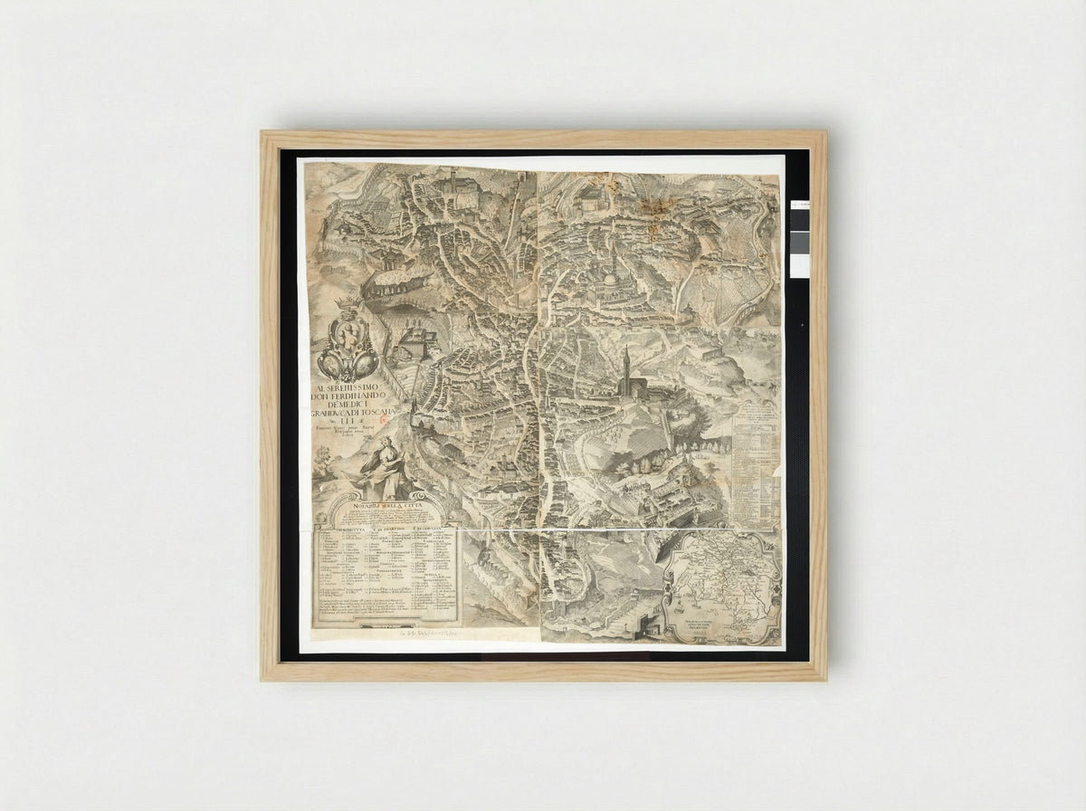 Map of Siena - Francesco Vanni - Framed Print Wood