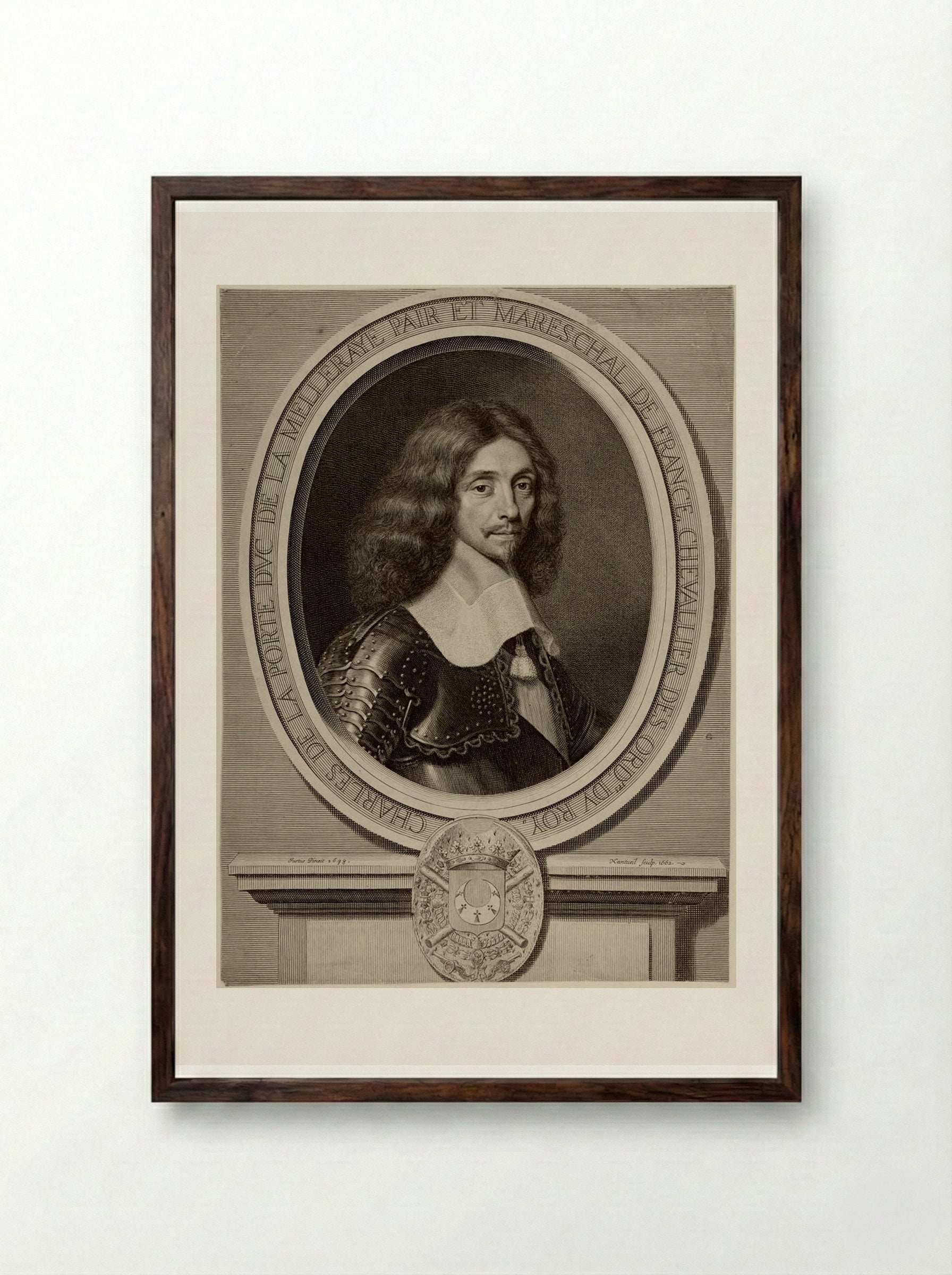 Maréchal Charles de la Porte, Duc de la Meilleraye - Robert Nanteuil - Framed Print Dark Wood