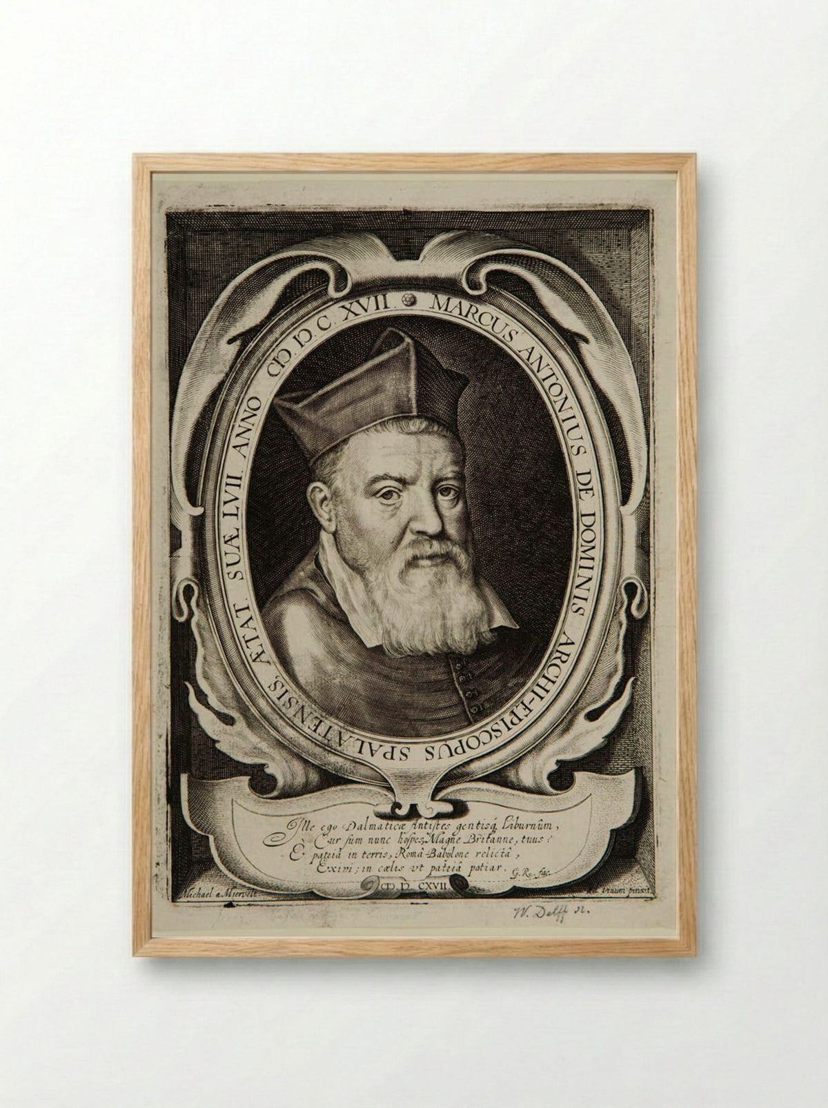 Marcantonio de Dominis, Archbishop of Spalatro - Willem Jacobszoon Delff - Framed Print Wood
